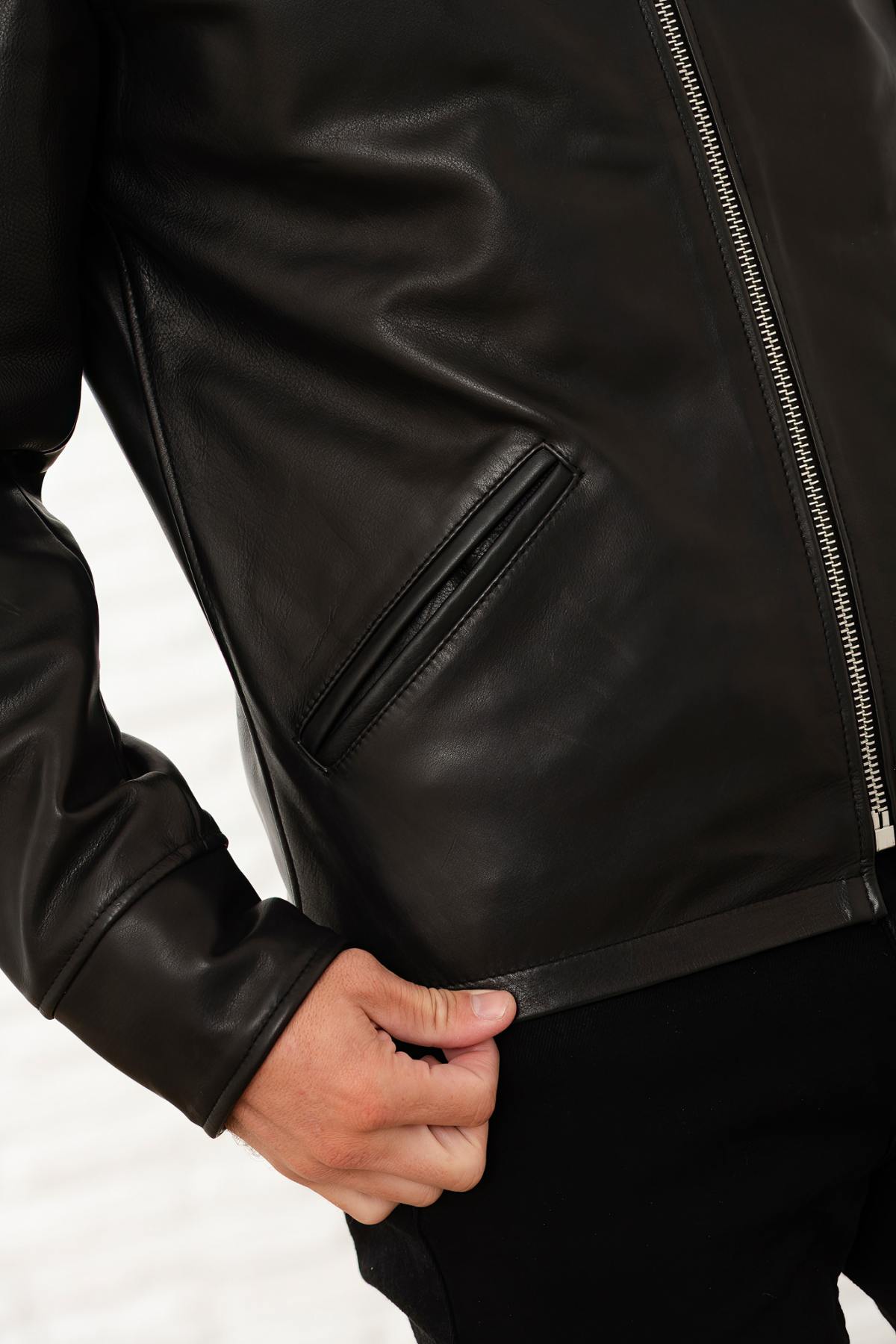 Black genuine leather jacket - Image n°9