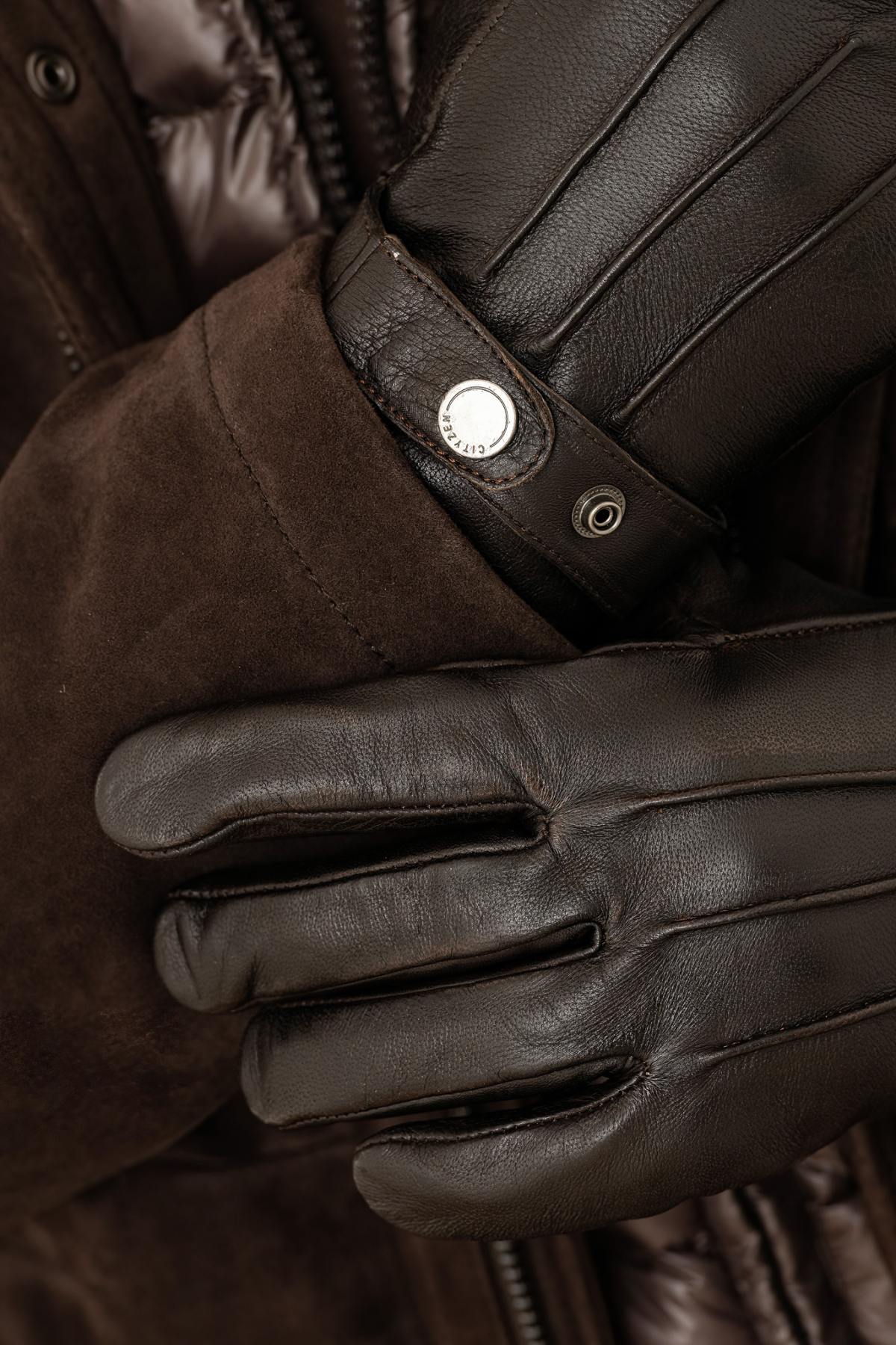 Brown leather gloves - Image n°2