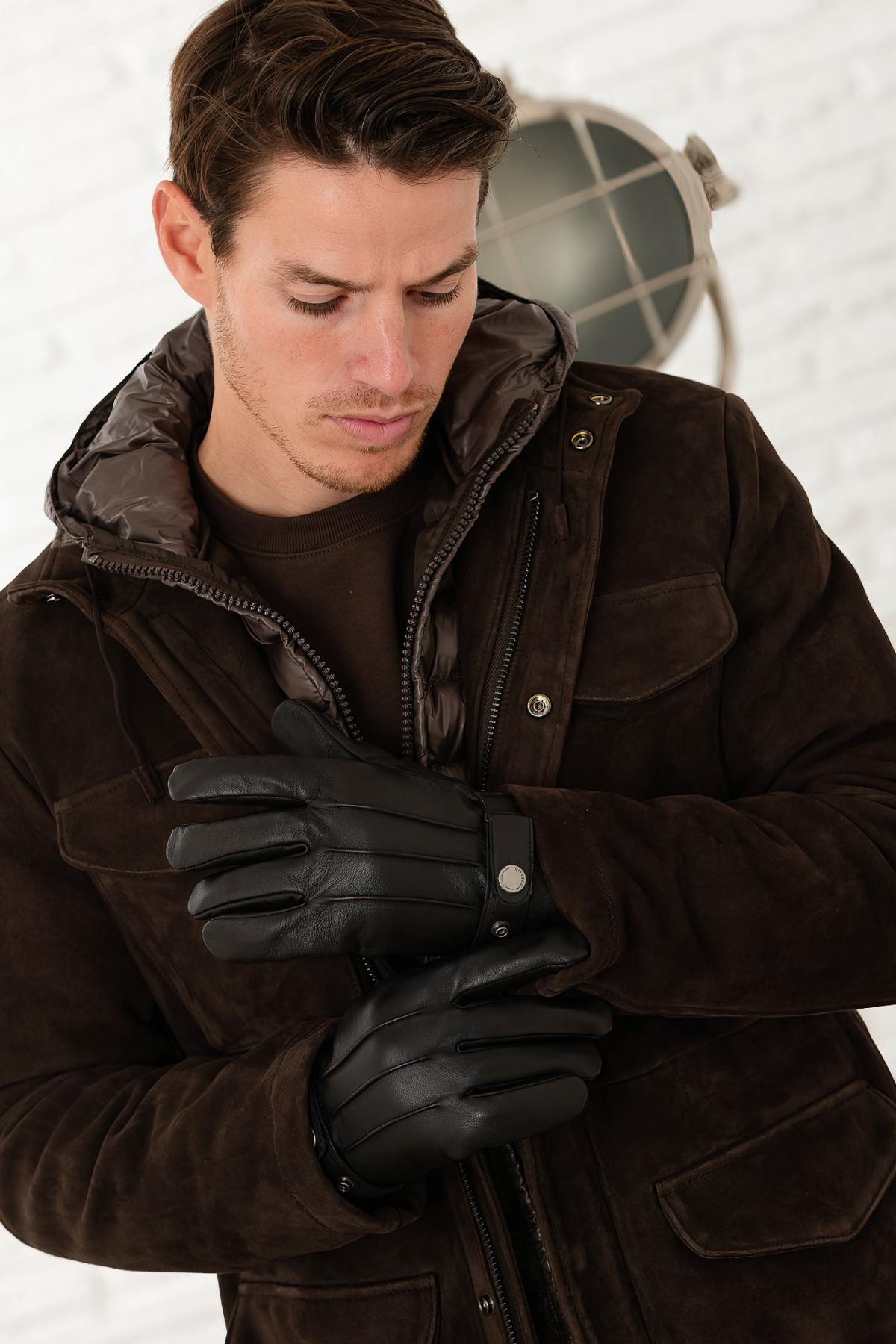 Black sheepskin gloves - Image n°2