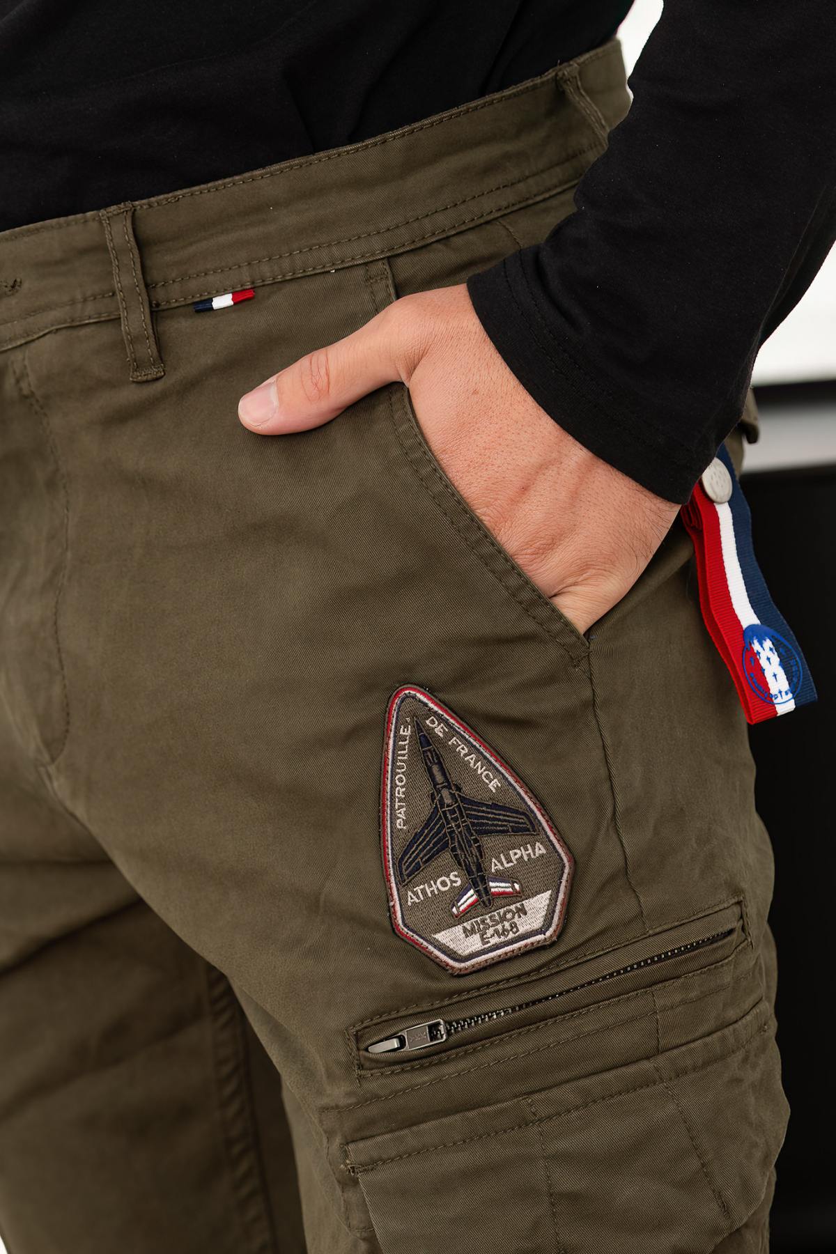 Khaki cotton cargo pants with patches - Image n°2