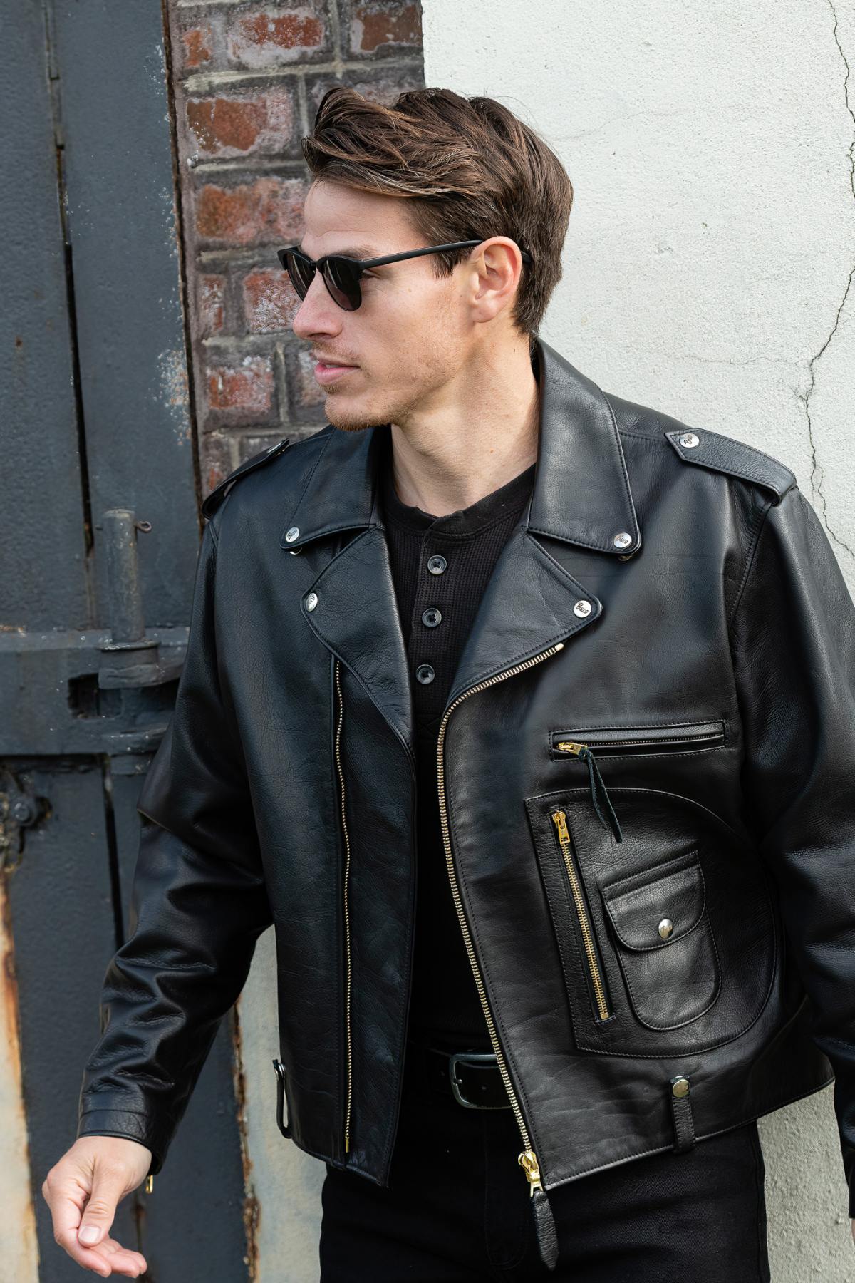 Perf style leather jacket with opening for back shell - Image n°5