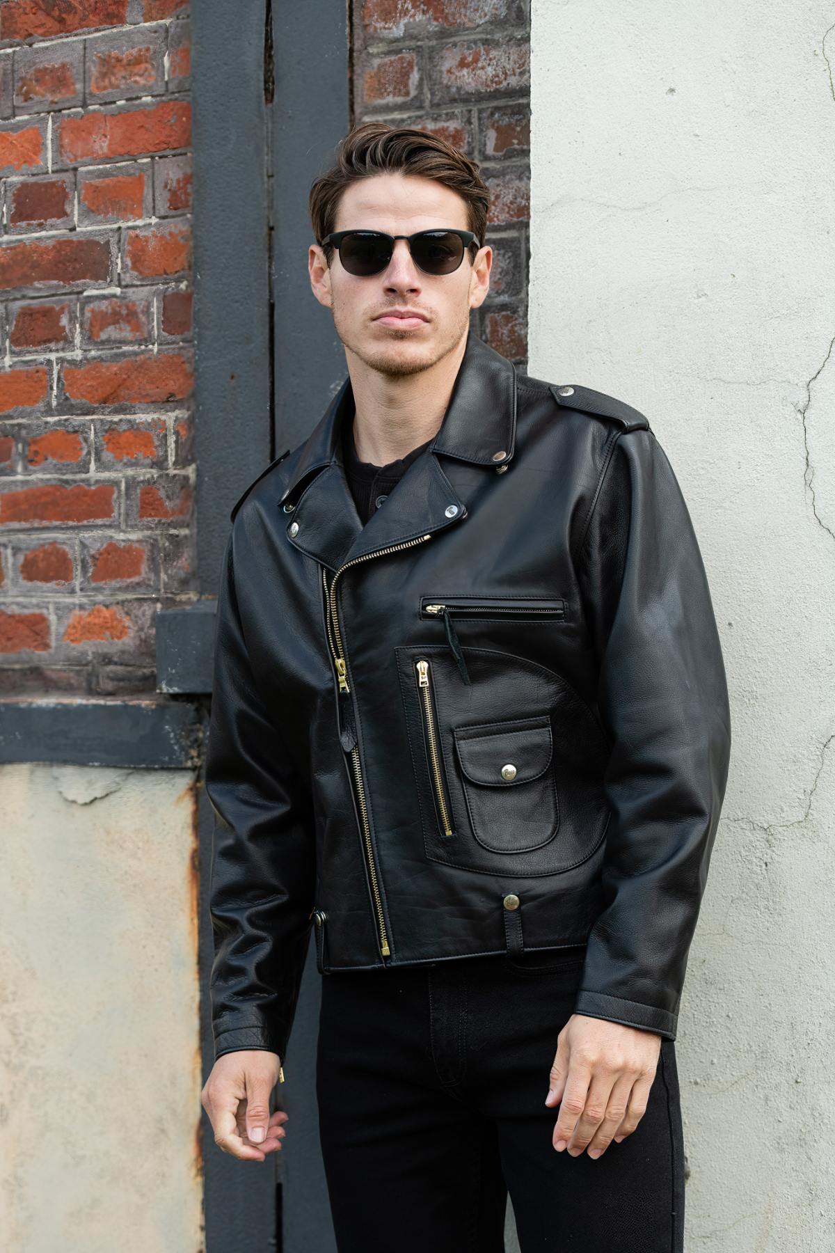 Perf style leather jacket with opening for back shell - Image n°7