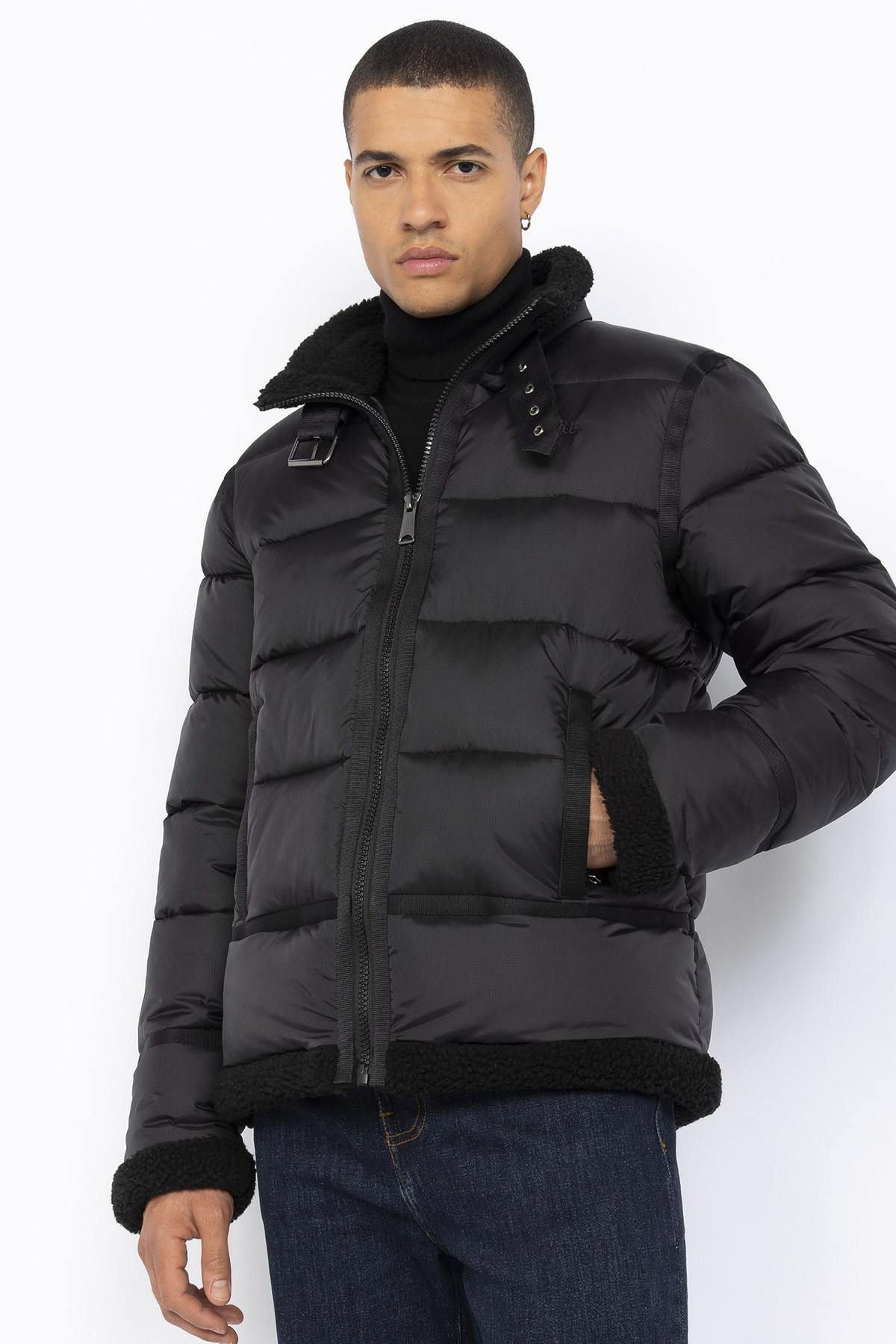 Black bomber-inspired down jacket - Image n°2