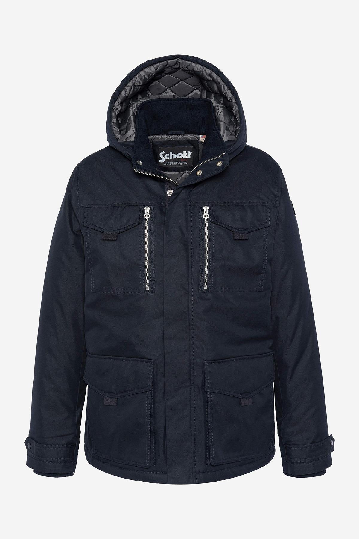 Navy Blue Hooded Combat Jacket - Image n°5