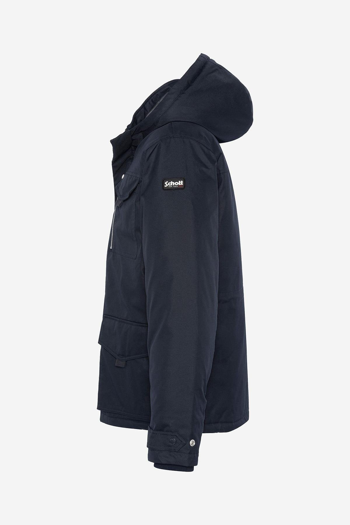 Navy Blue Hooded Combat Jacket - Image n°7