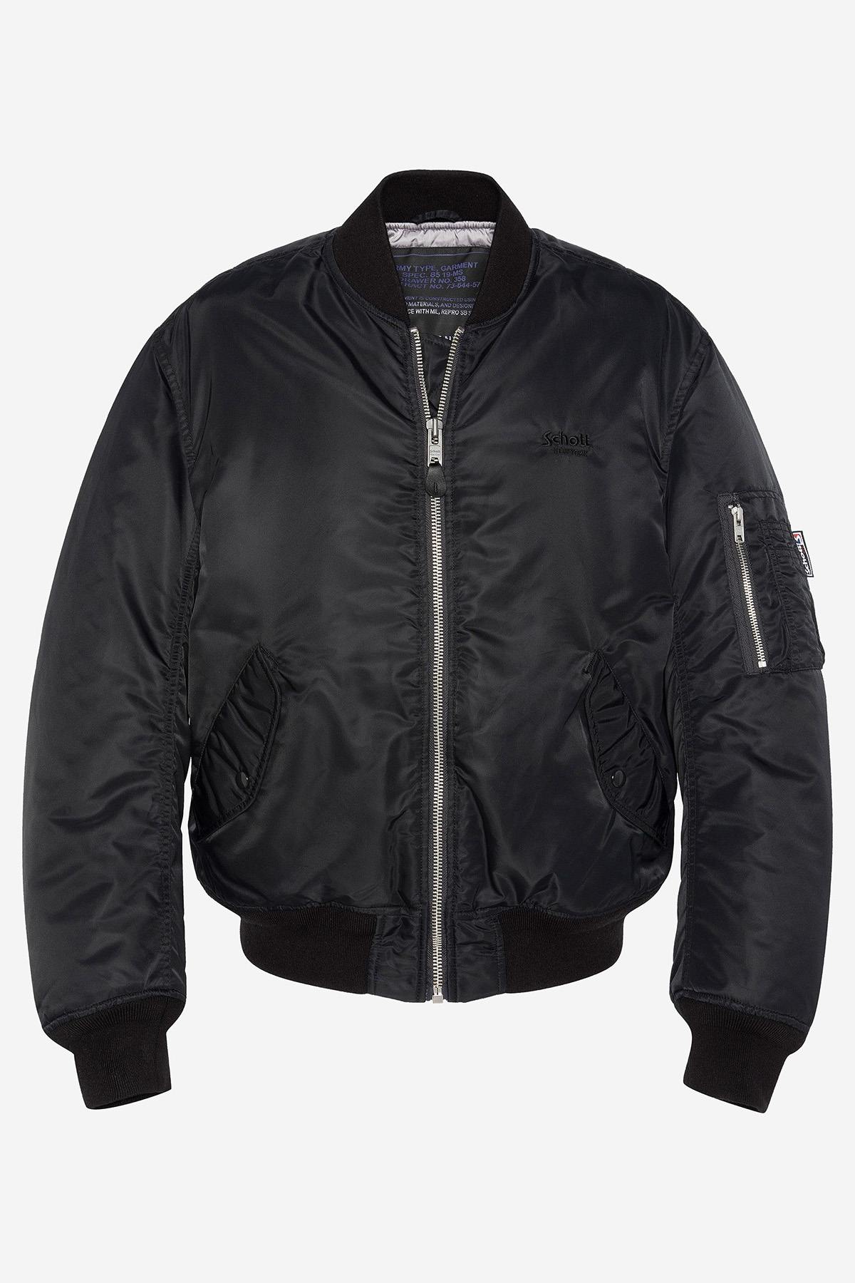 Black Recycled Nylon Washed MA-1 Bomber Jacket - Image n°2