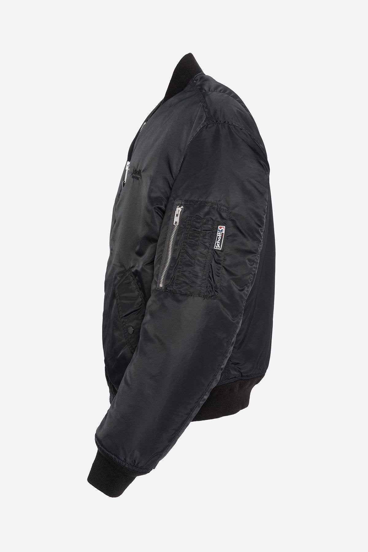 Black Recycled Nylon Washed MA-1 Bomber Jacket - Image n°4