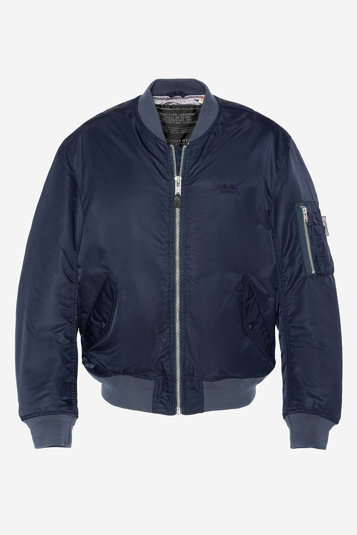 Dark Navy Recycled Nylon Washed MA-1 Bomber Jacket - Image n°4