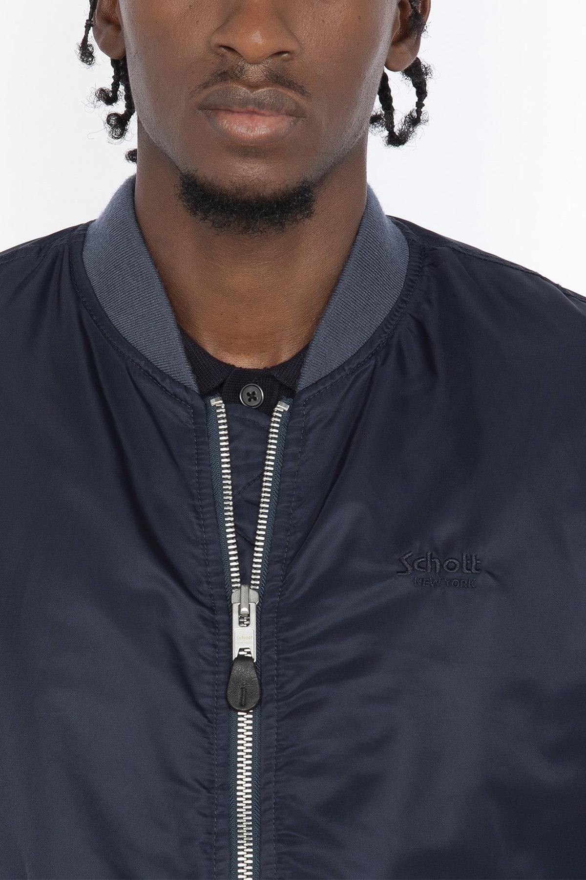 Dark Navy Recycled Nylon Washed MA-1 Bomber Jacket - Image n°8