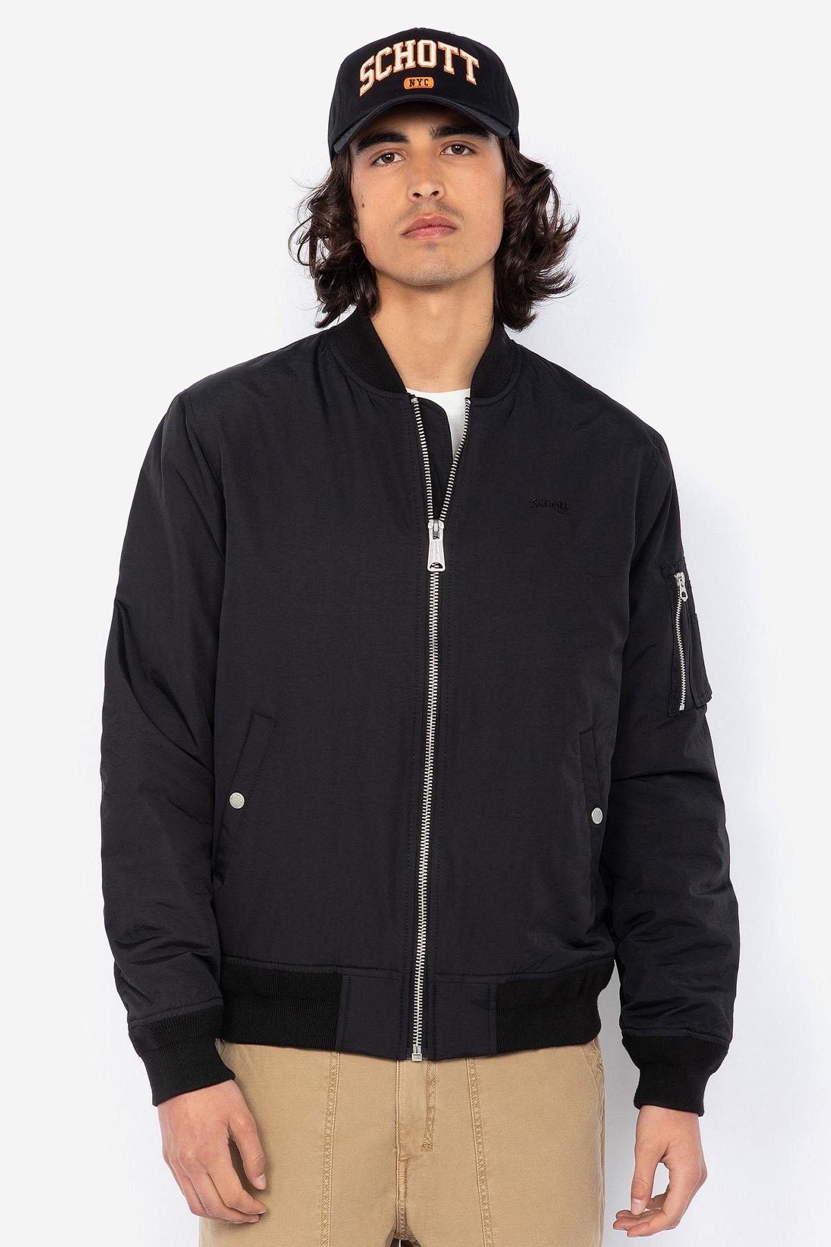 Black nylon bomber jacket Schott NYC - Image n°2