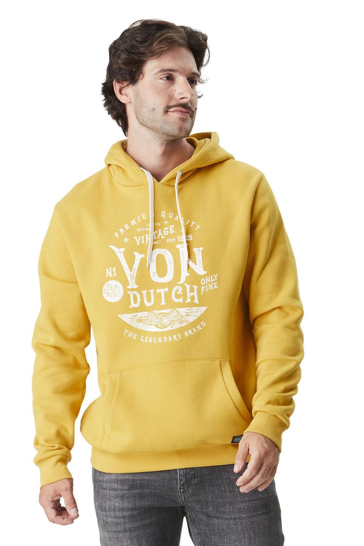 Yellow sweatshirt with white print - Image n°1