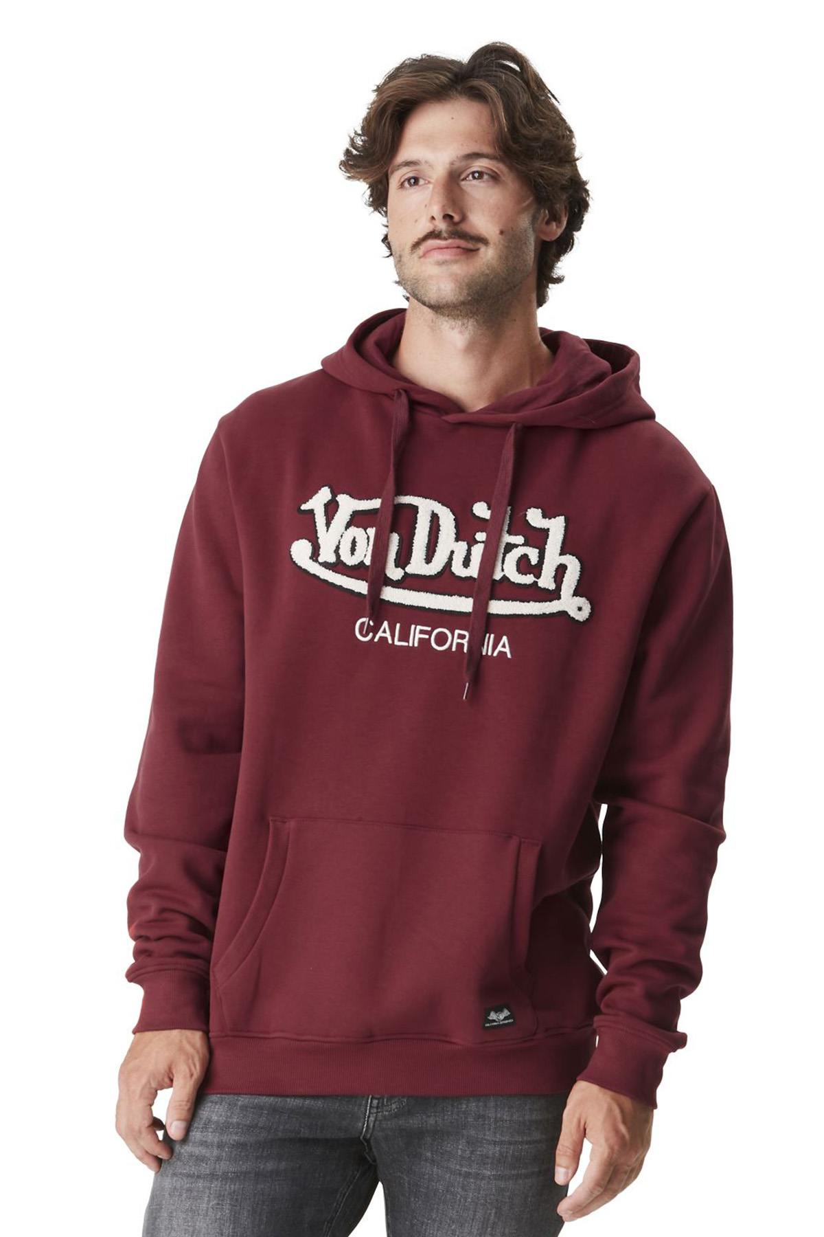 Burgundy hoodie with terry logo - Image n°1