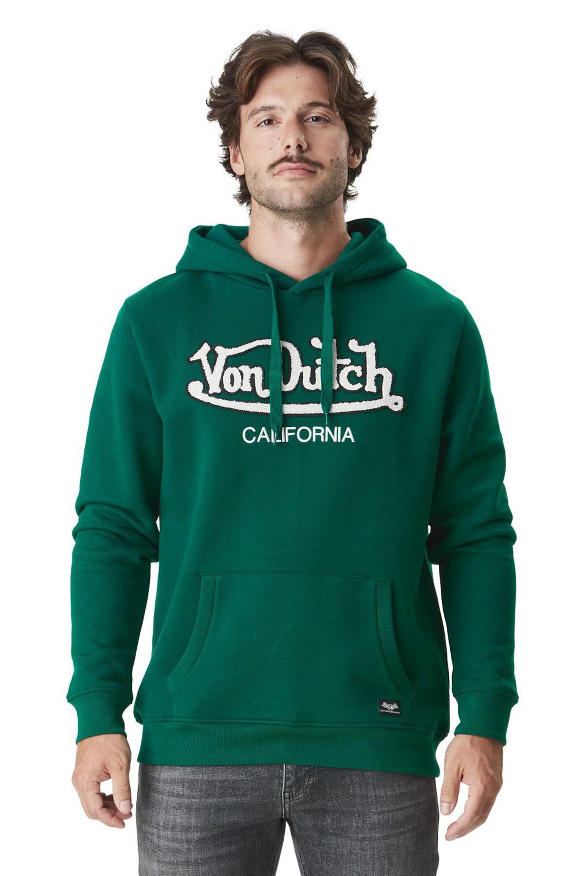 Forest Green Hooded Sweatshirt with Curls Logo - Image n°1