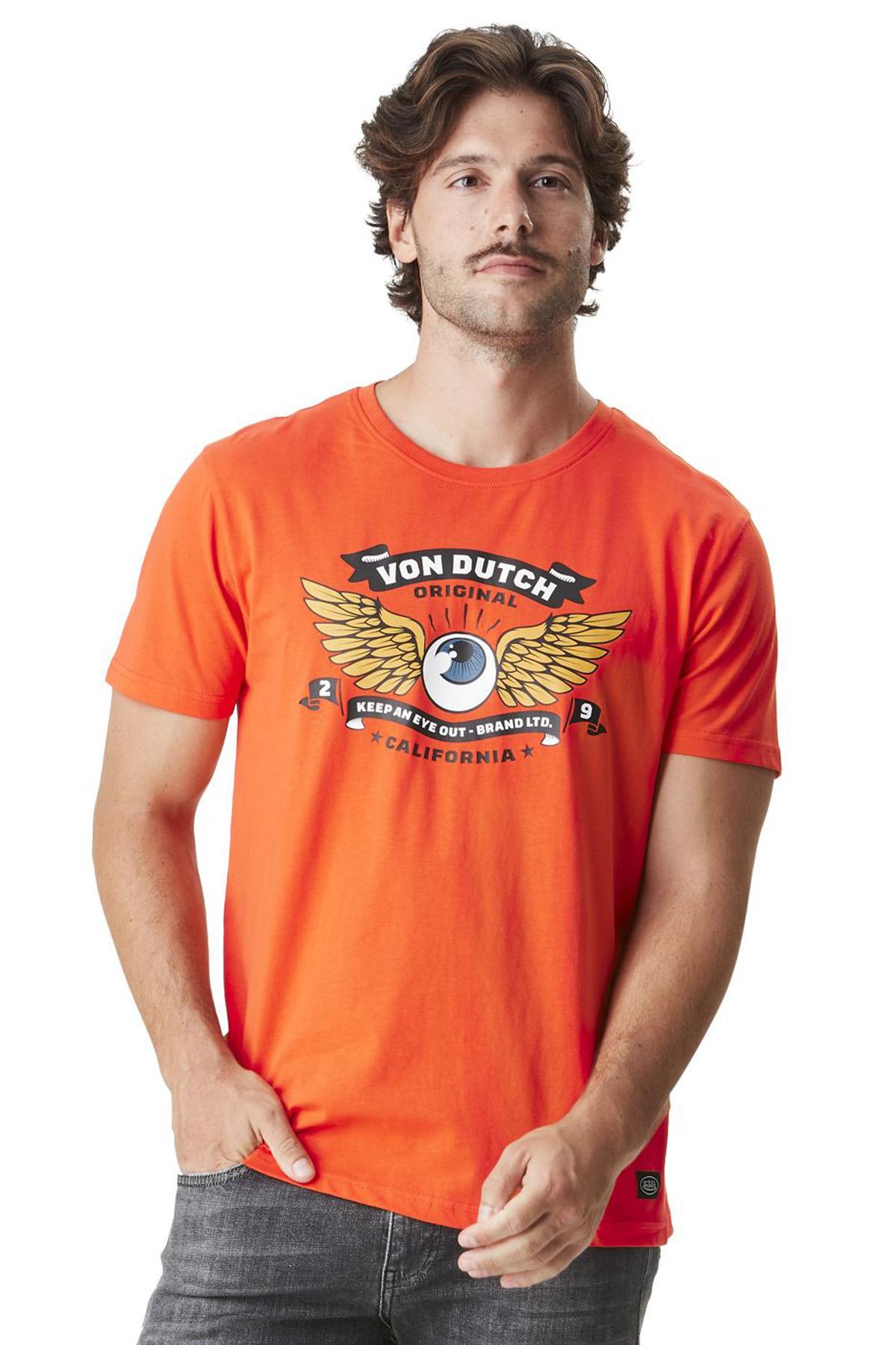 Orange cotton illustrated t-shirt - Image n°1