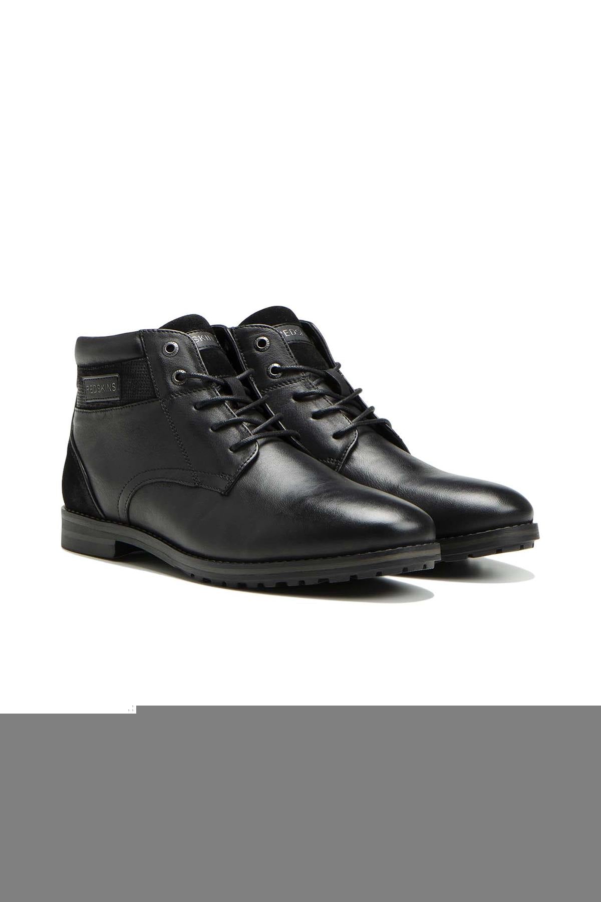 Black leather lace-up boots - Image n°1