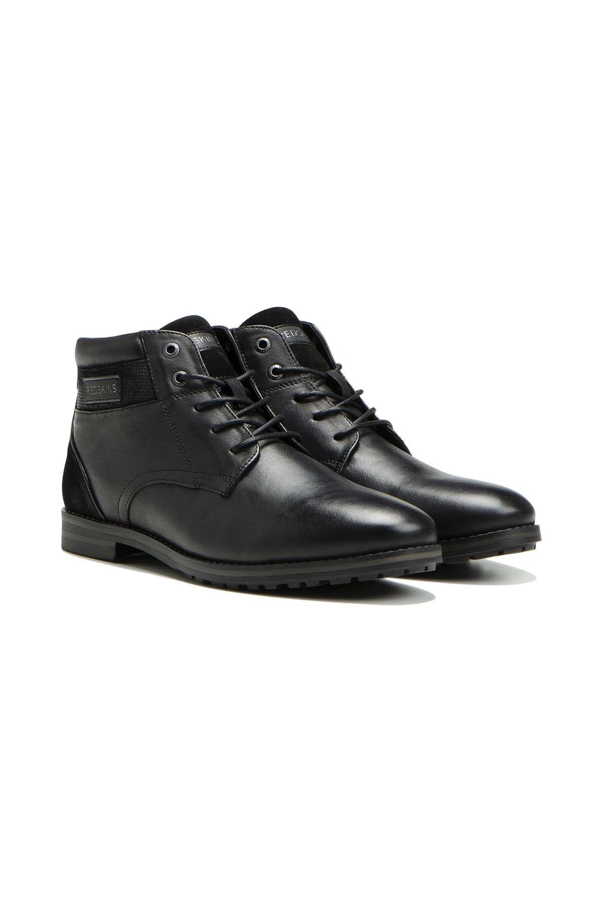 Black leather lace-up boots - Image n°1