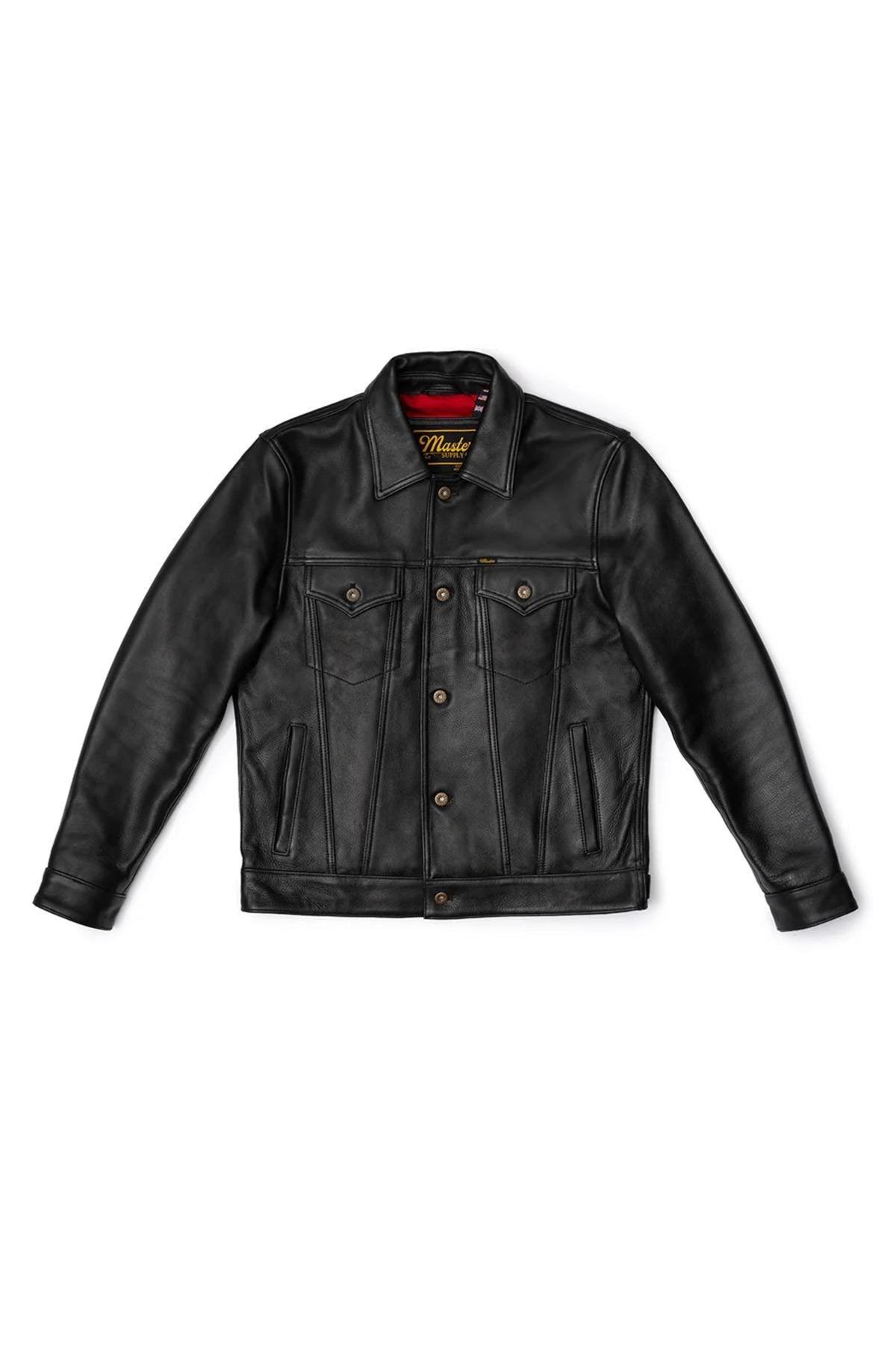 Cowhide leather jacket with shirt collar - Image n°4