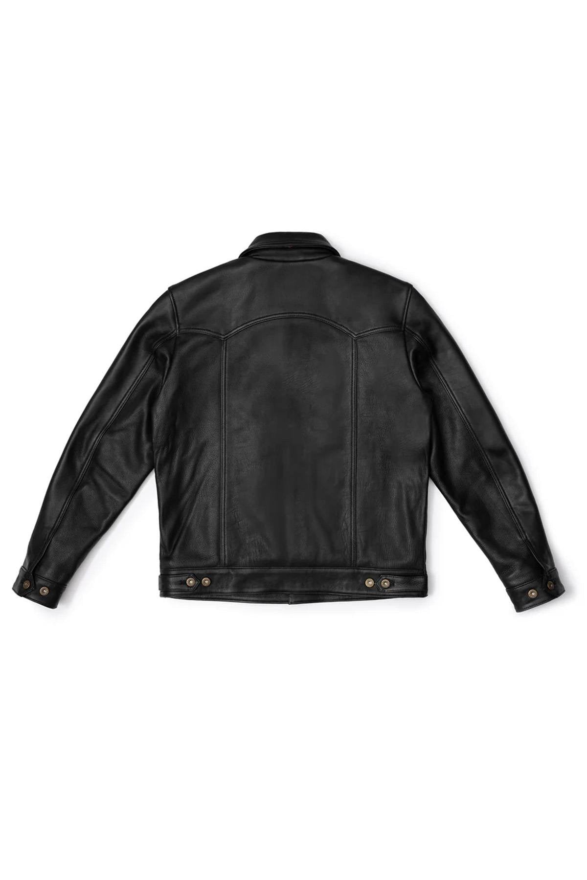 Cowhide leather jacket with shirt collar - Image n°6