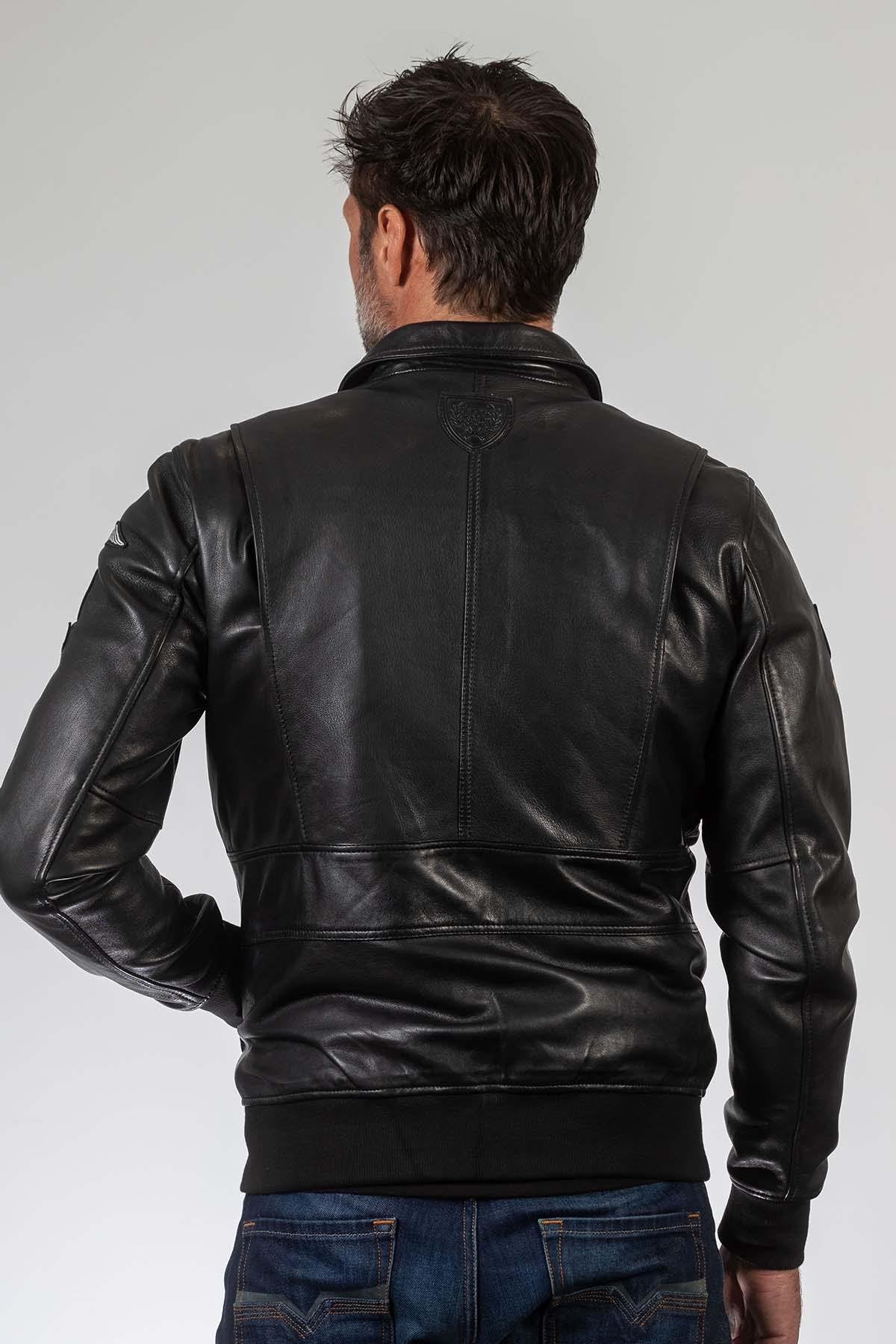 Royal Air Force Black Leather Bomber Jacket - Image n°2