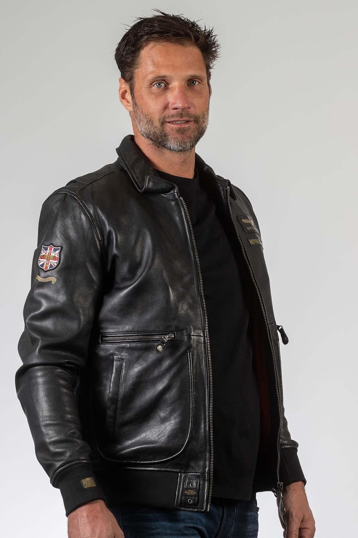 Royal Air Force Black Leather Bomber Jacket - Image n°3