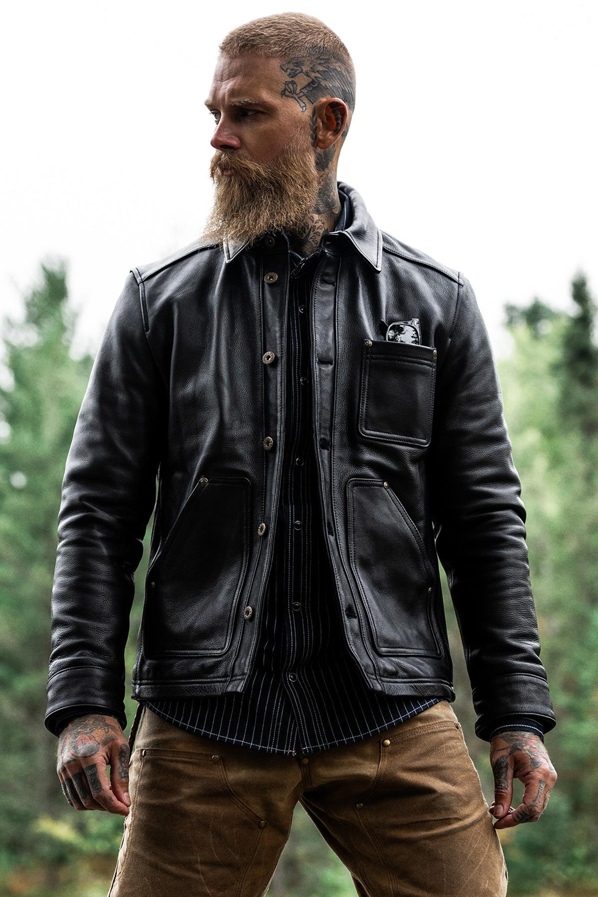 Black nappa leather work jacket - Image n°8