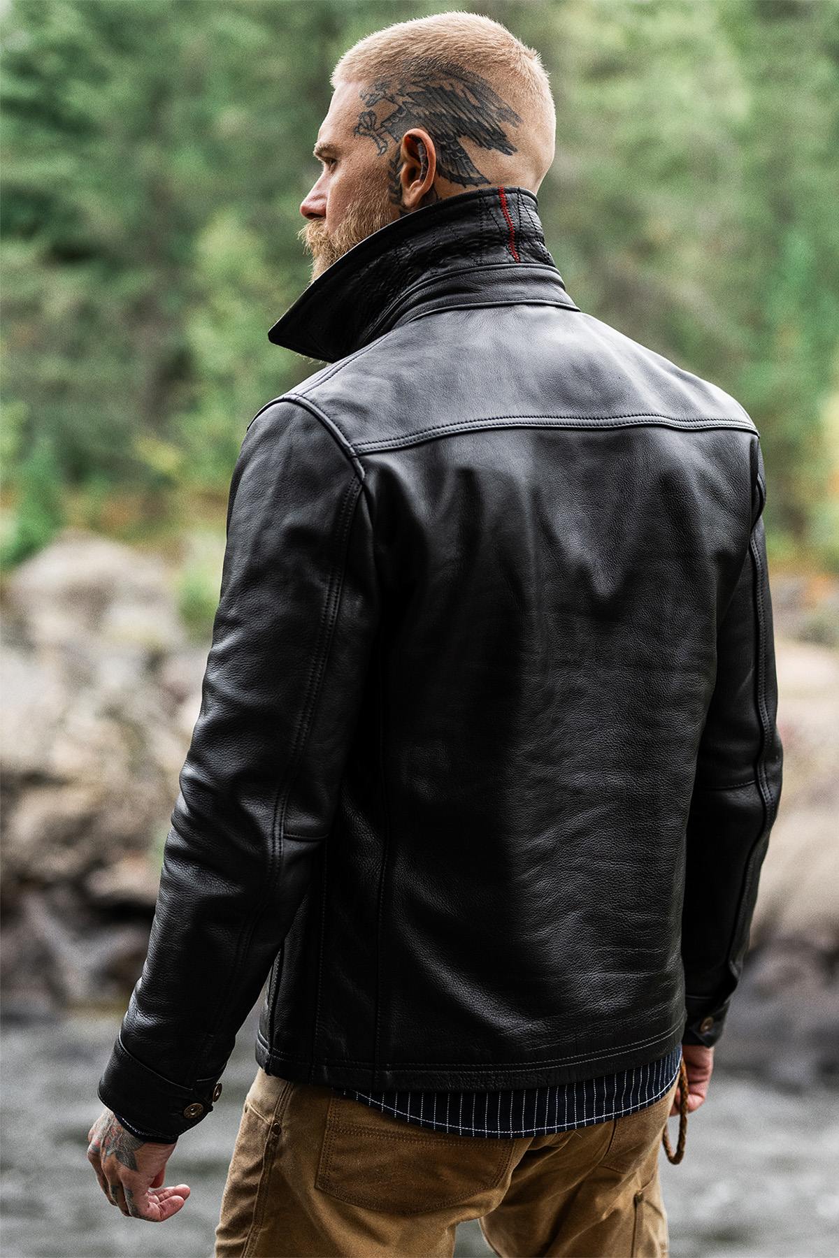 Black nappa leather work jacket - Image n°3