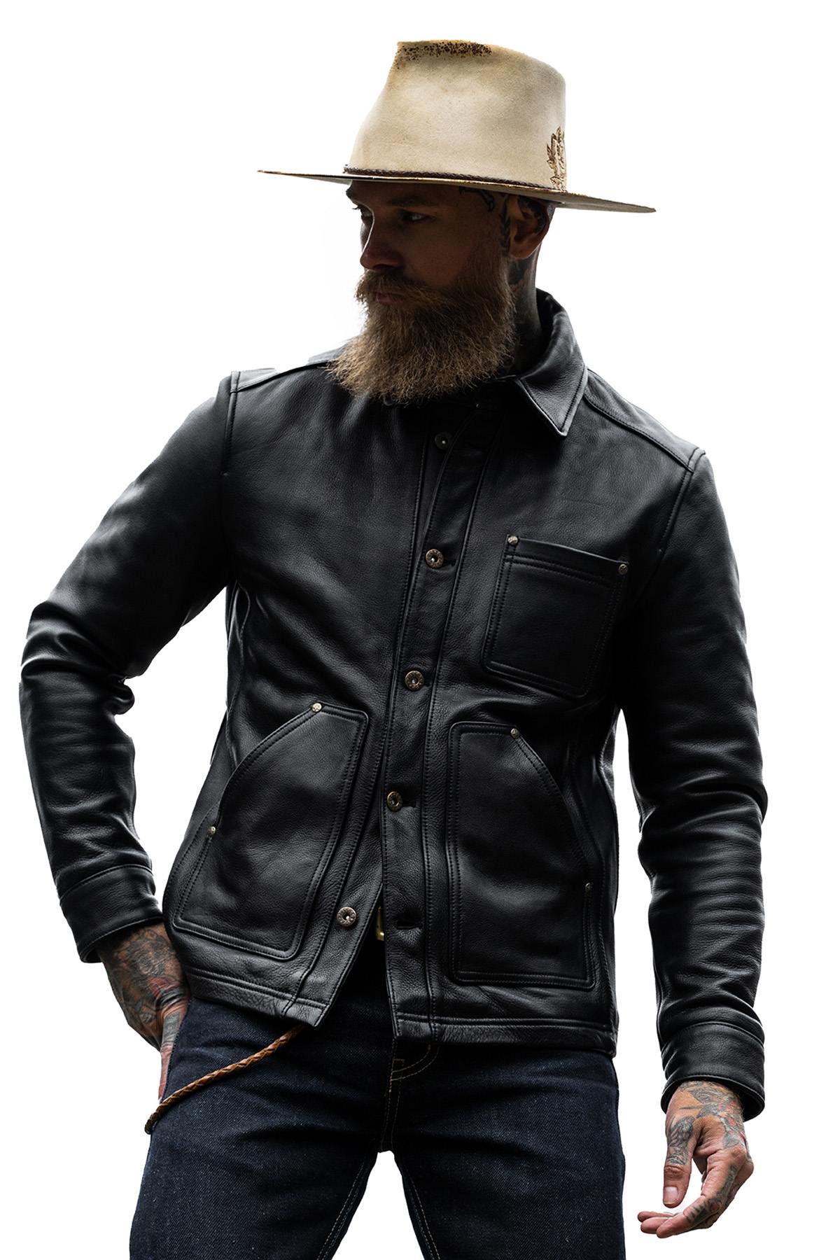 Black nappa leather work jacket - Image n°16