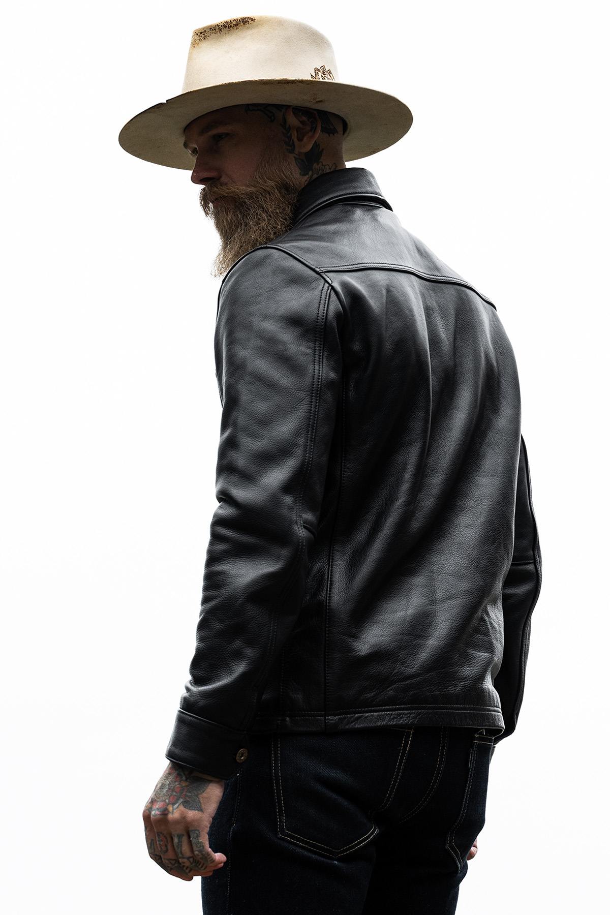 Black nappa leather work jacket - Image n°17