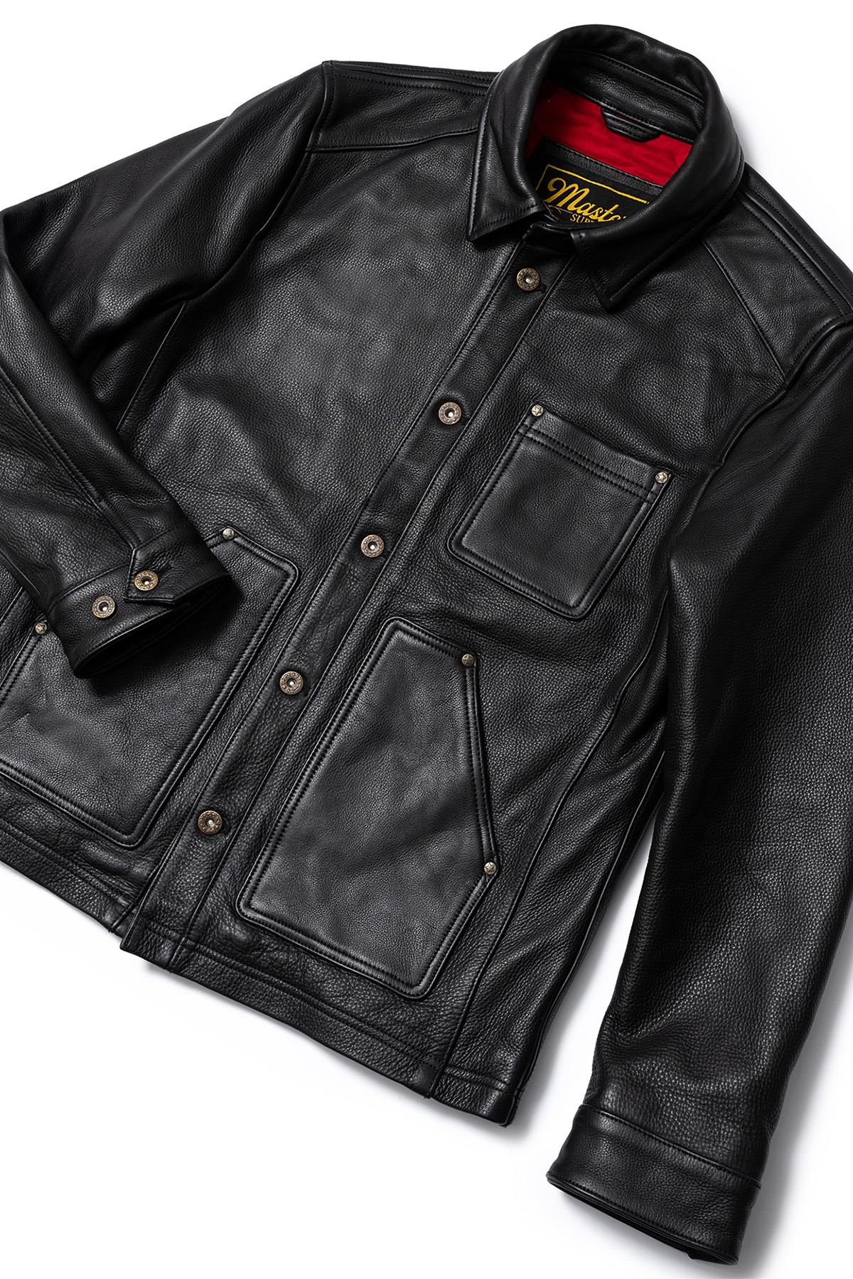 Black nappa leather work jacket - Image n°9