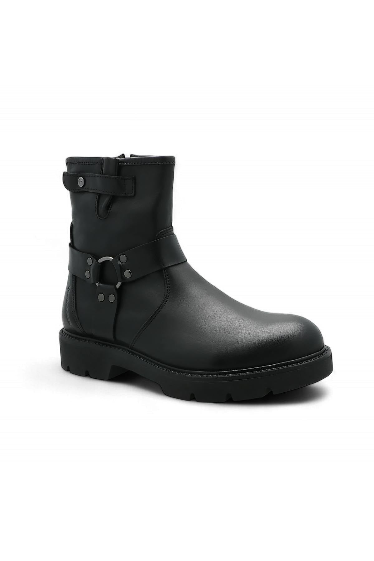 Black leather ankle boots for women - Image n°1