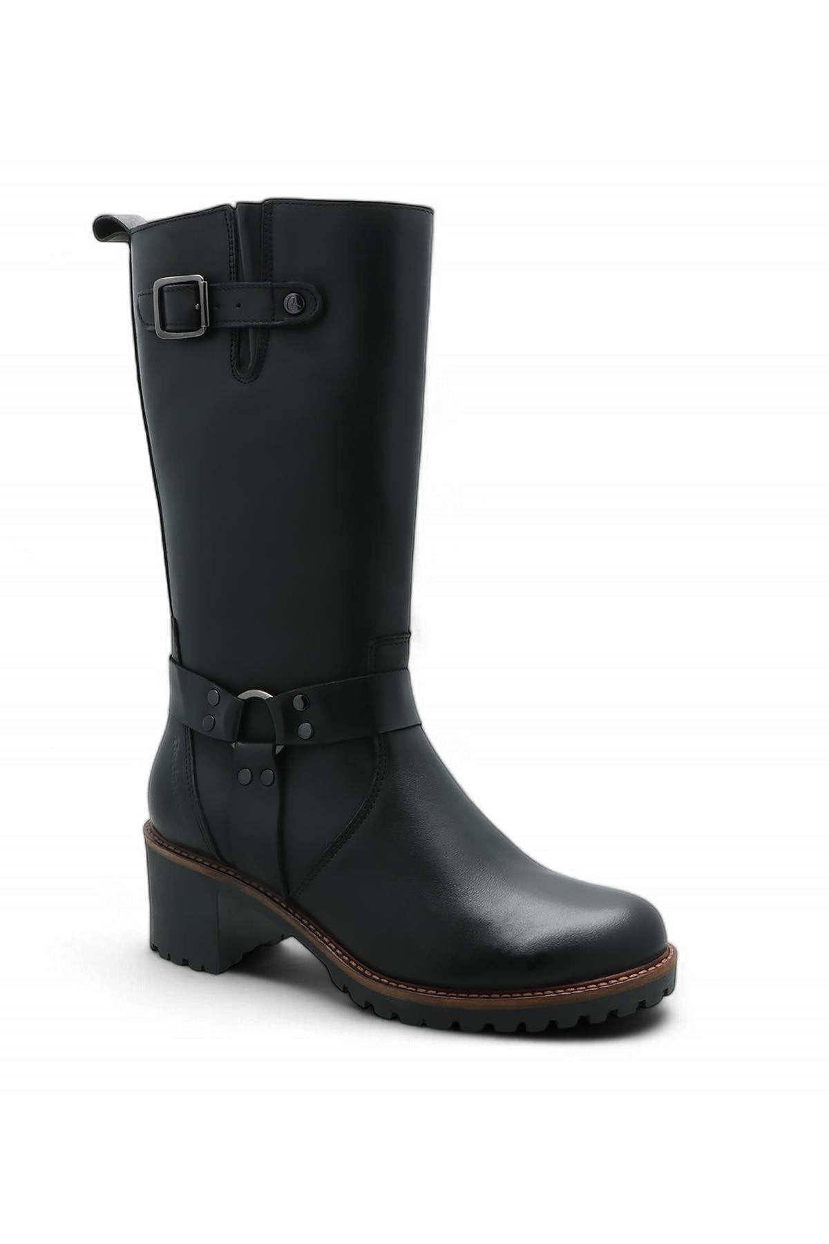 Black nappa leather high boots - Image n°1