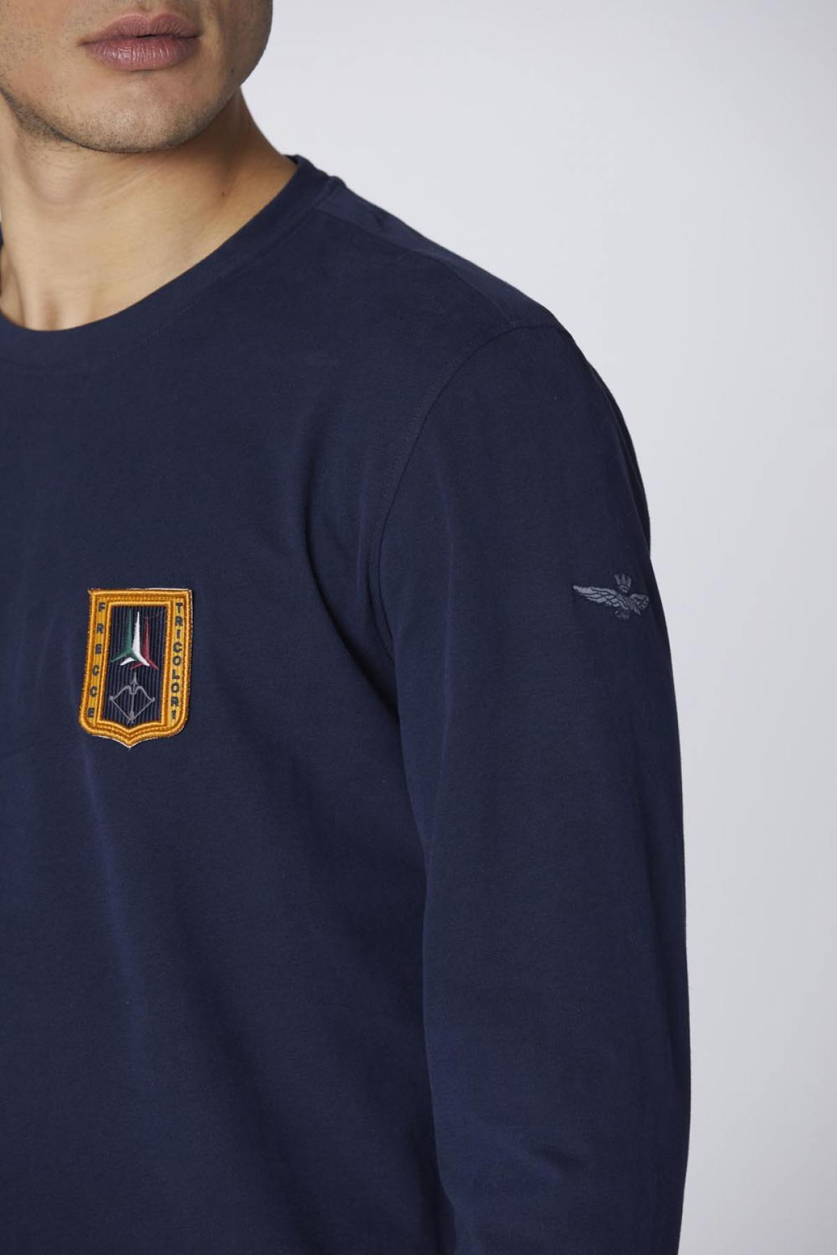 Dark blue long sleeve t-shirt with Frecce Tricolori patches - Image n°2