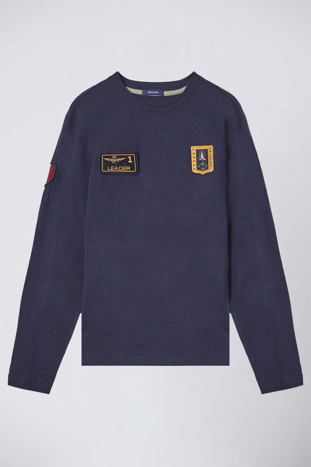 Dark blue long sleeve t-shirt with Frecce Tricolori patches - Image n°5