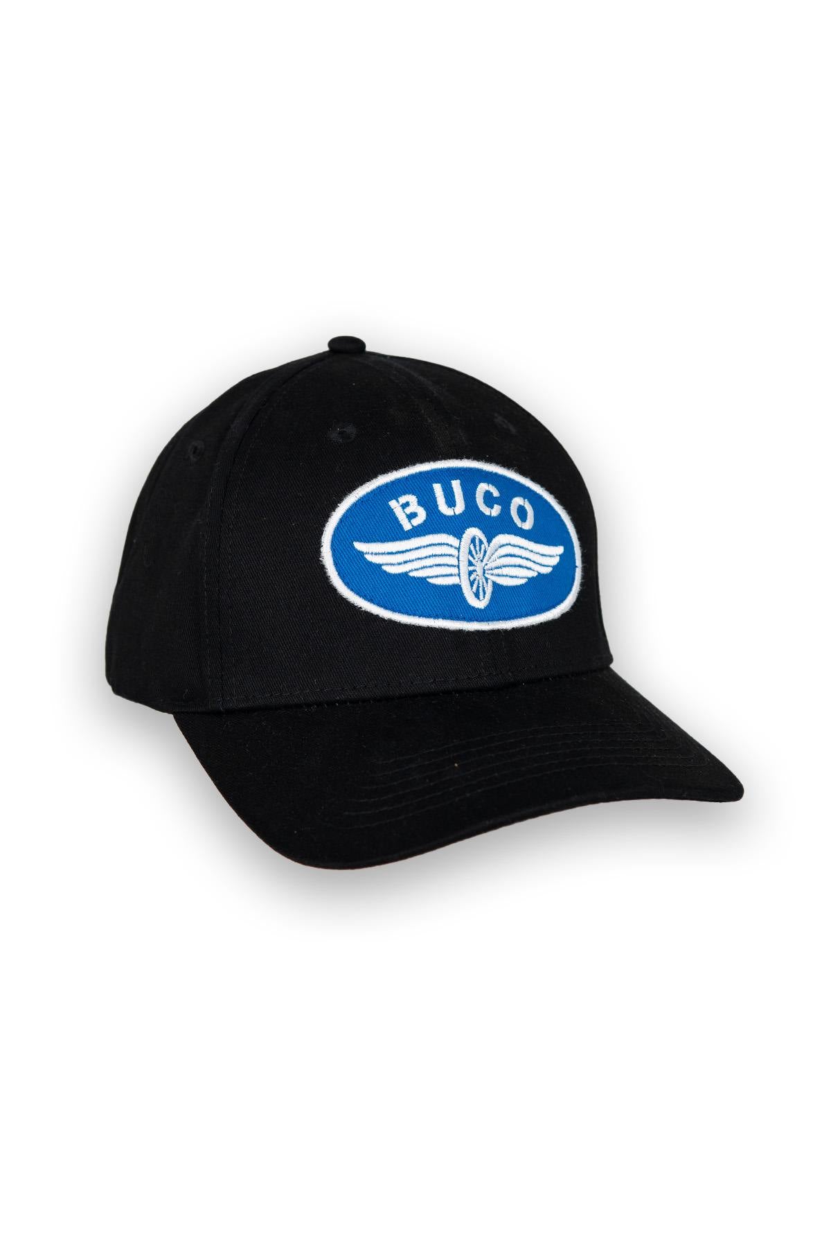 Black cap with blue and white winged wheel logo - Image n°1