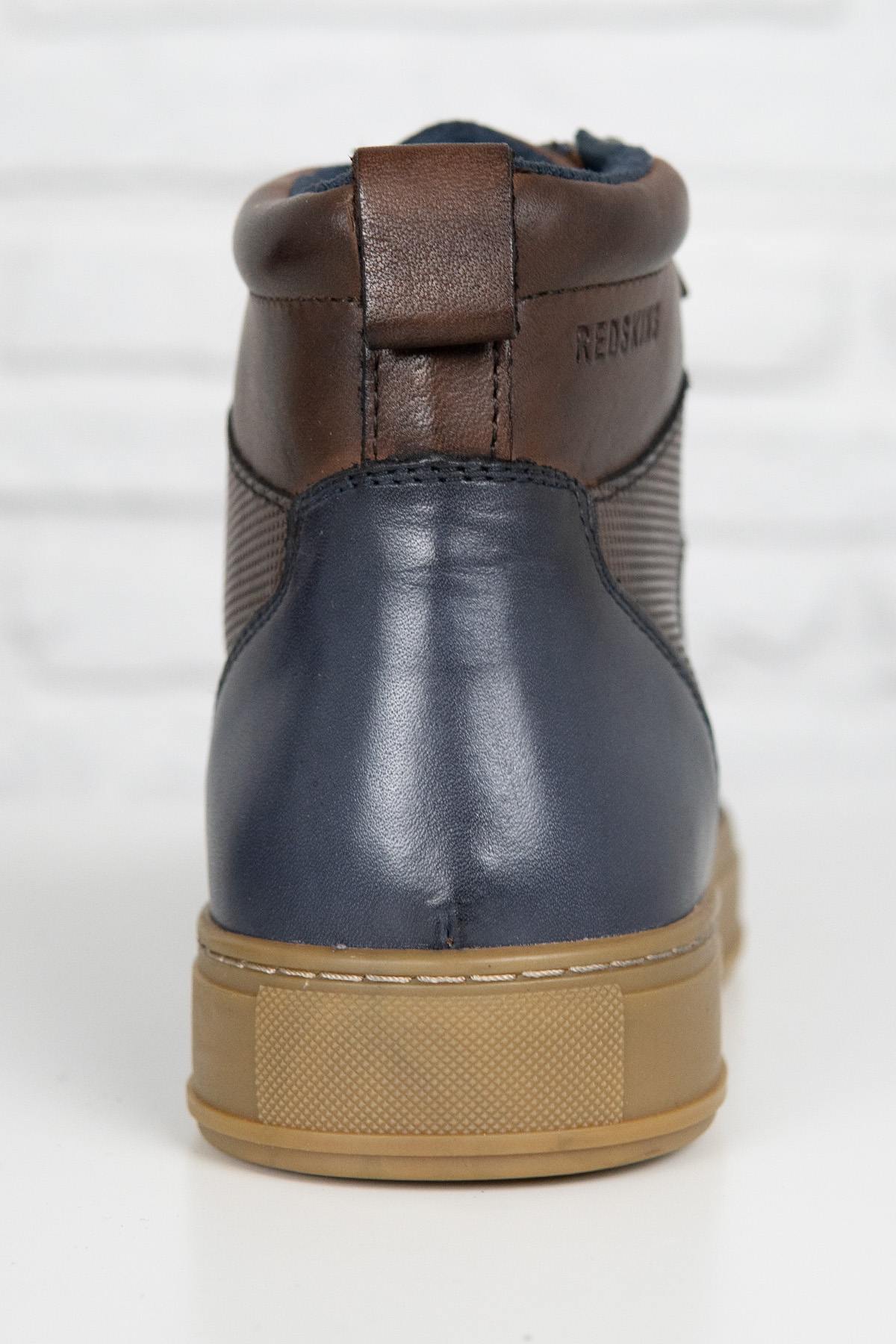 Chestnut and navy leather high-top sneakers - Image n°5