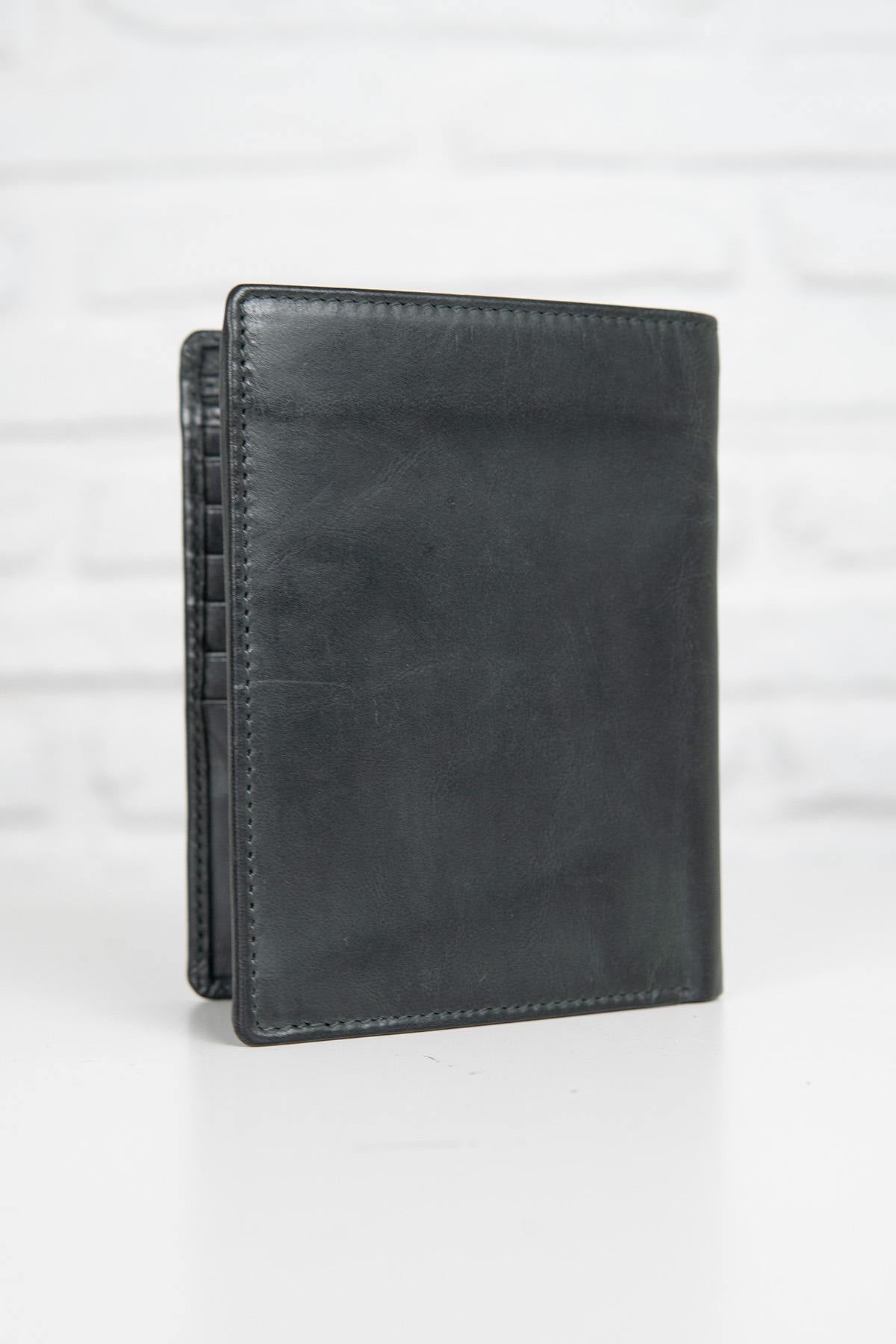 Black leather wallet with embossed logo - Image n°3