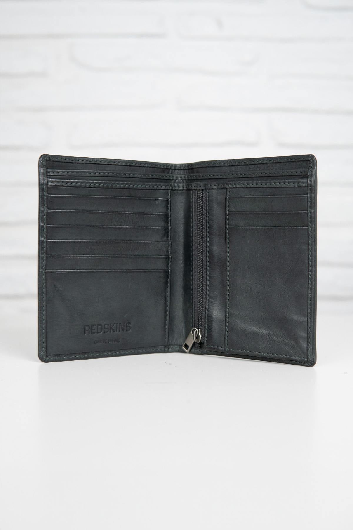 Black leather wallet with embossed logo - Image n°2