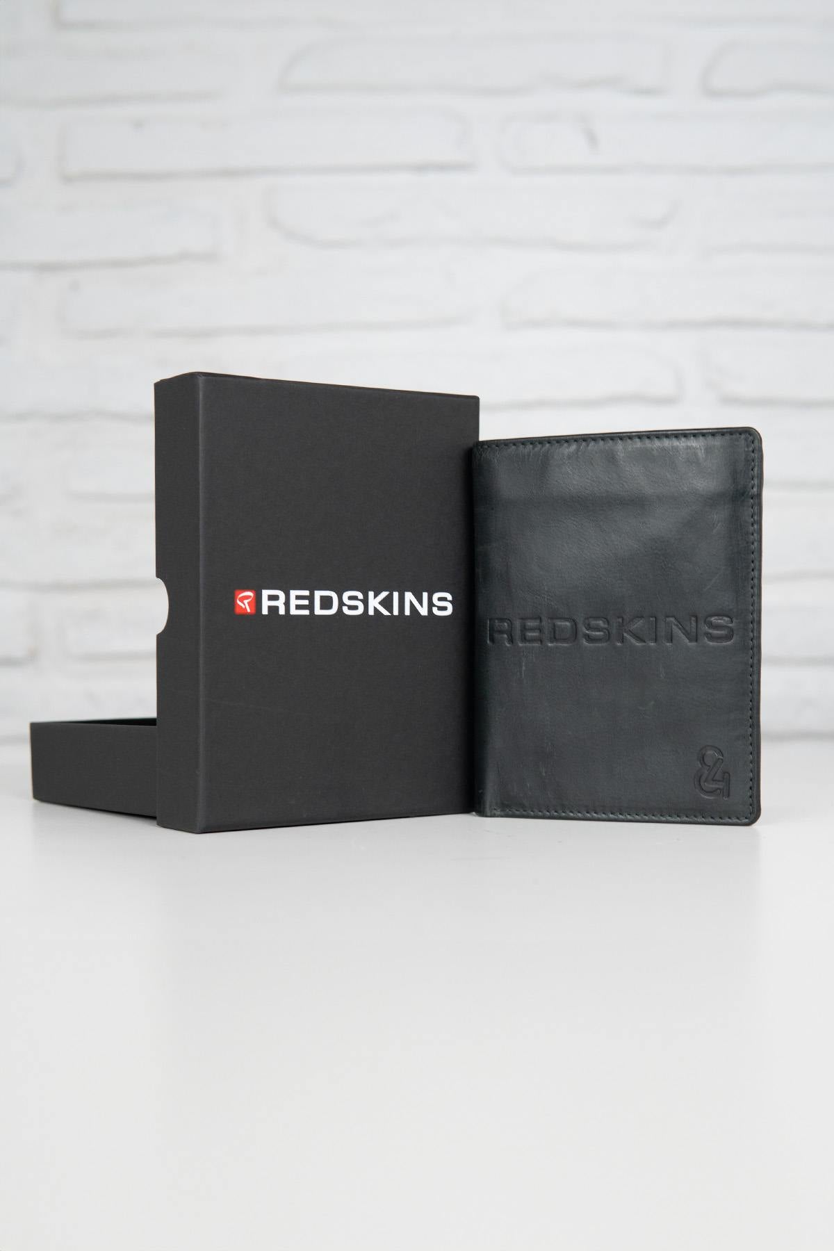 Black leather wallet with embossed logo - Image n°1