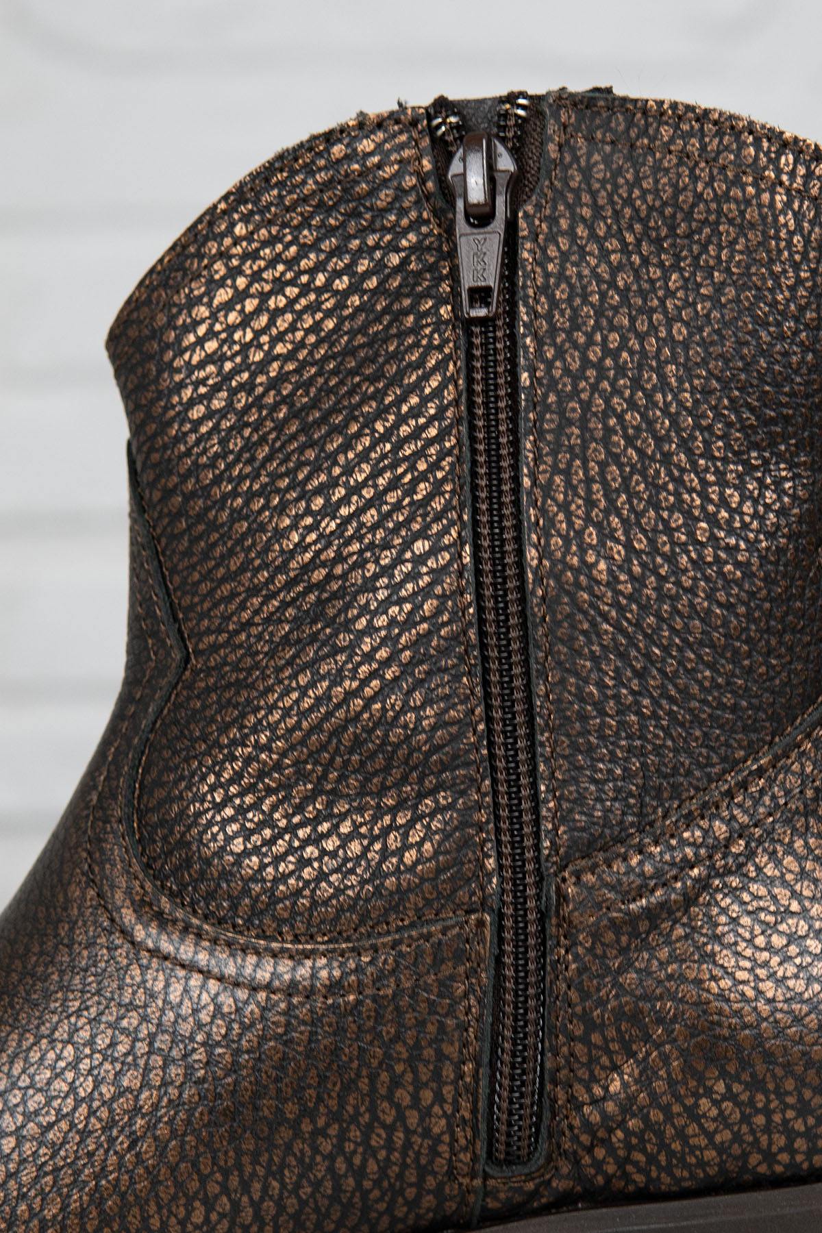 Chocolate colored leather ankle boots - Image n°6