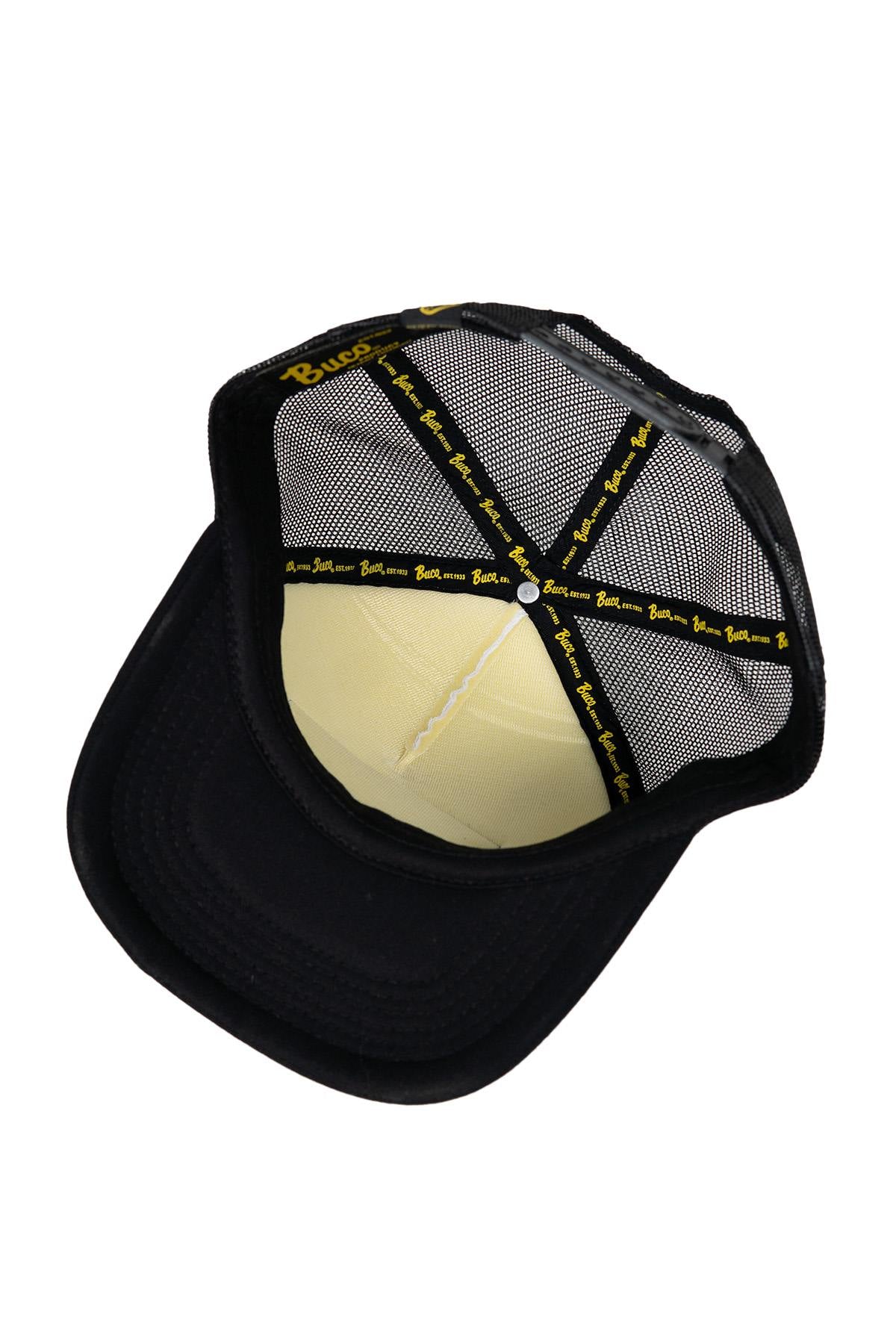 White and black trucker cap with black and yellow diamond logo - Image n°3