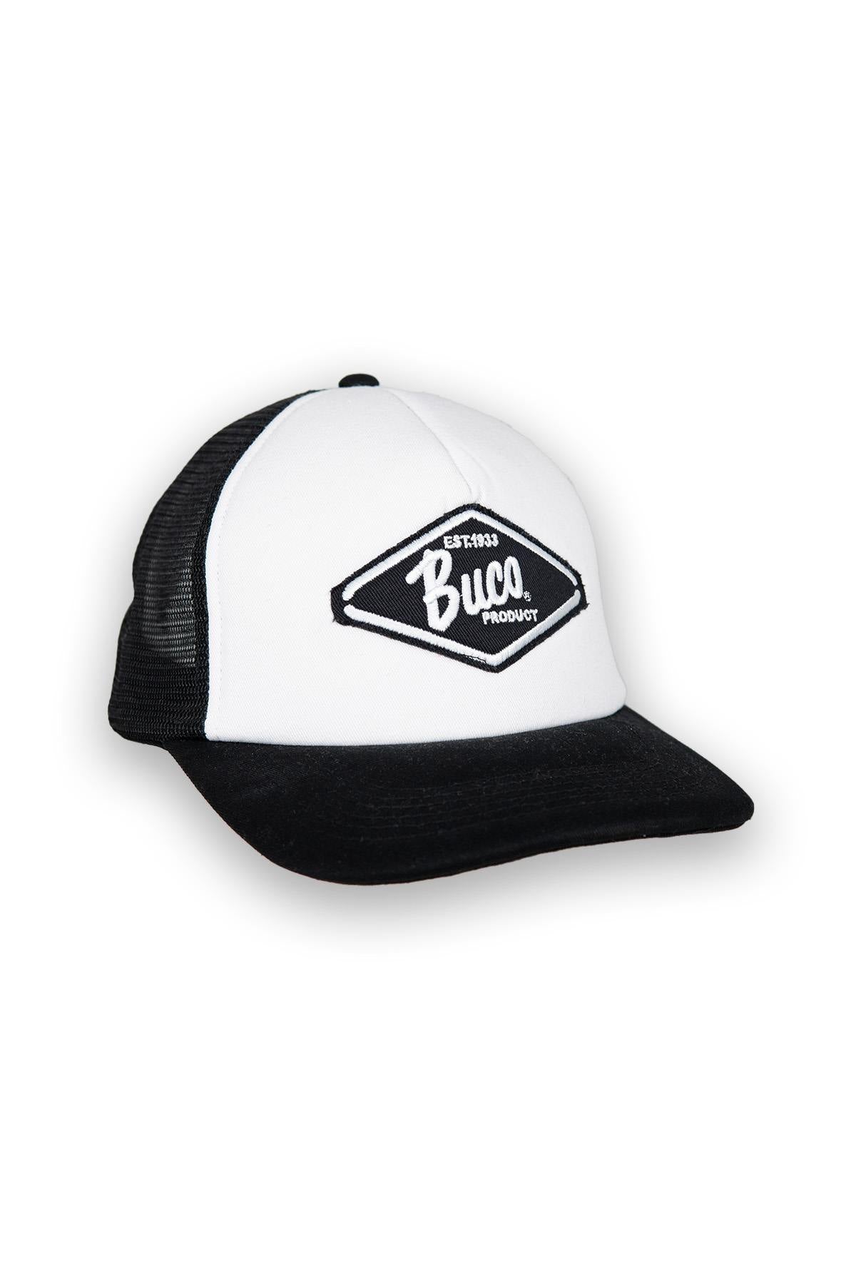 White and black trucker cap with black and white diamond logo - Image n°1