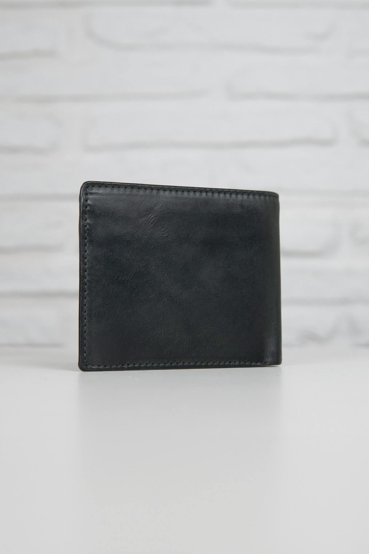 Black leather coin purse with embossed logo - Image n°3