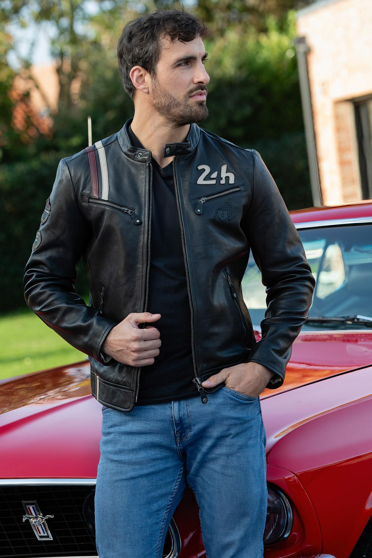 24h Le Mans black leather racing jacket - Image n°3