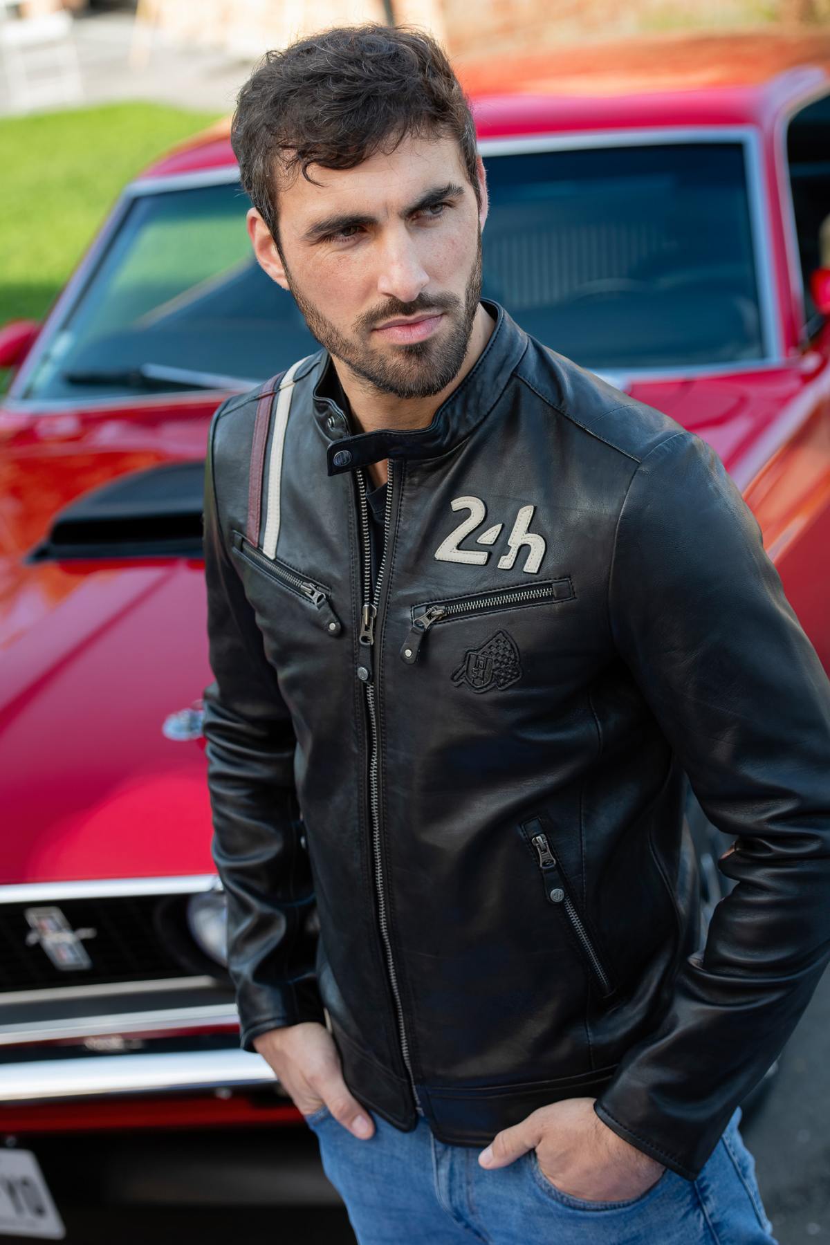 24h Le Mans black leather racing jacket - Image n°5