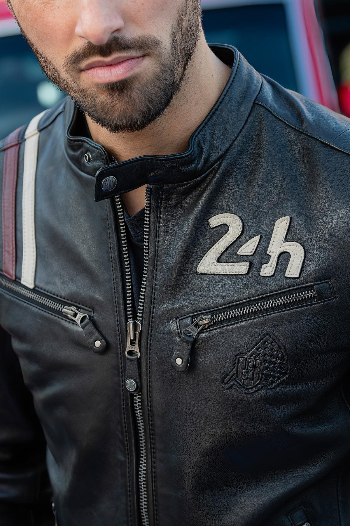 24h Le Mans black leather racing jacket - Image n°2