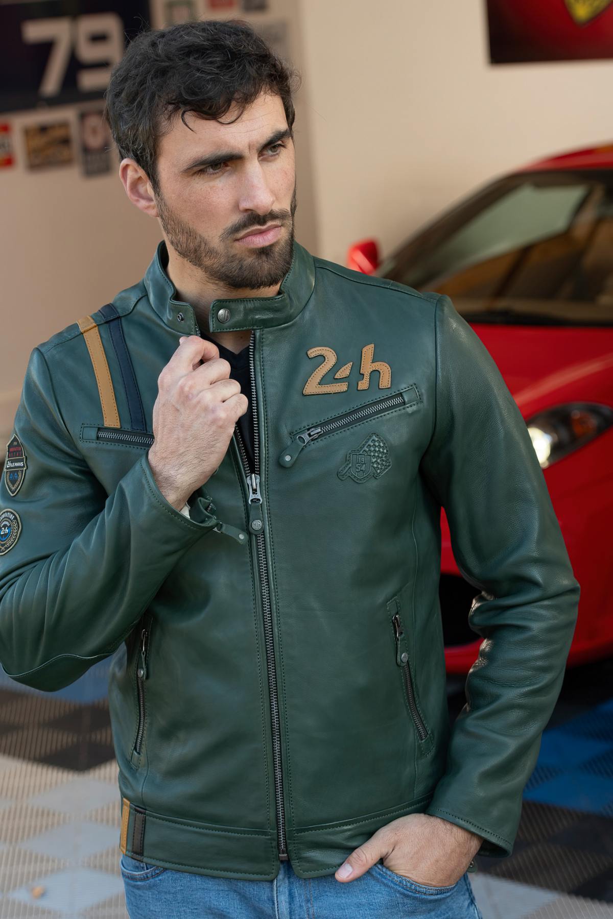 24h Le Mans green leather racing jacket - Image n°5