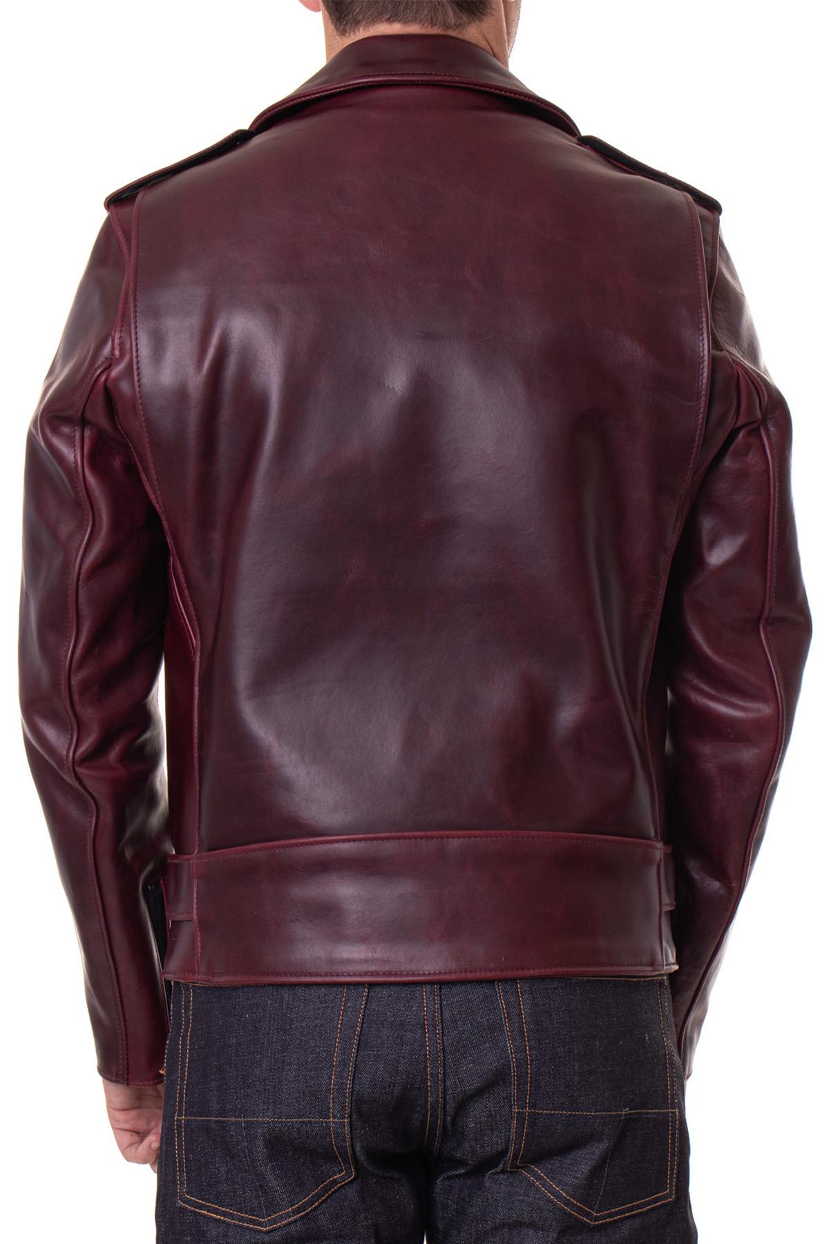 Thick and sturdy perfecto in burgundy leather Made in USA - Image n°6