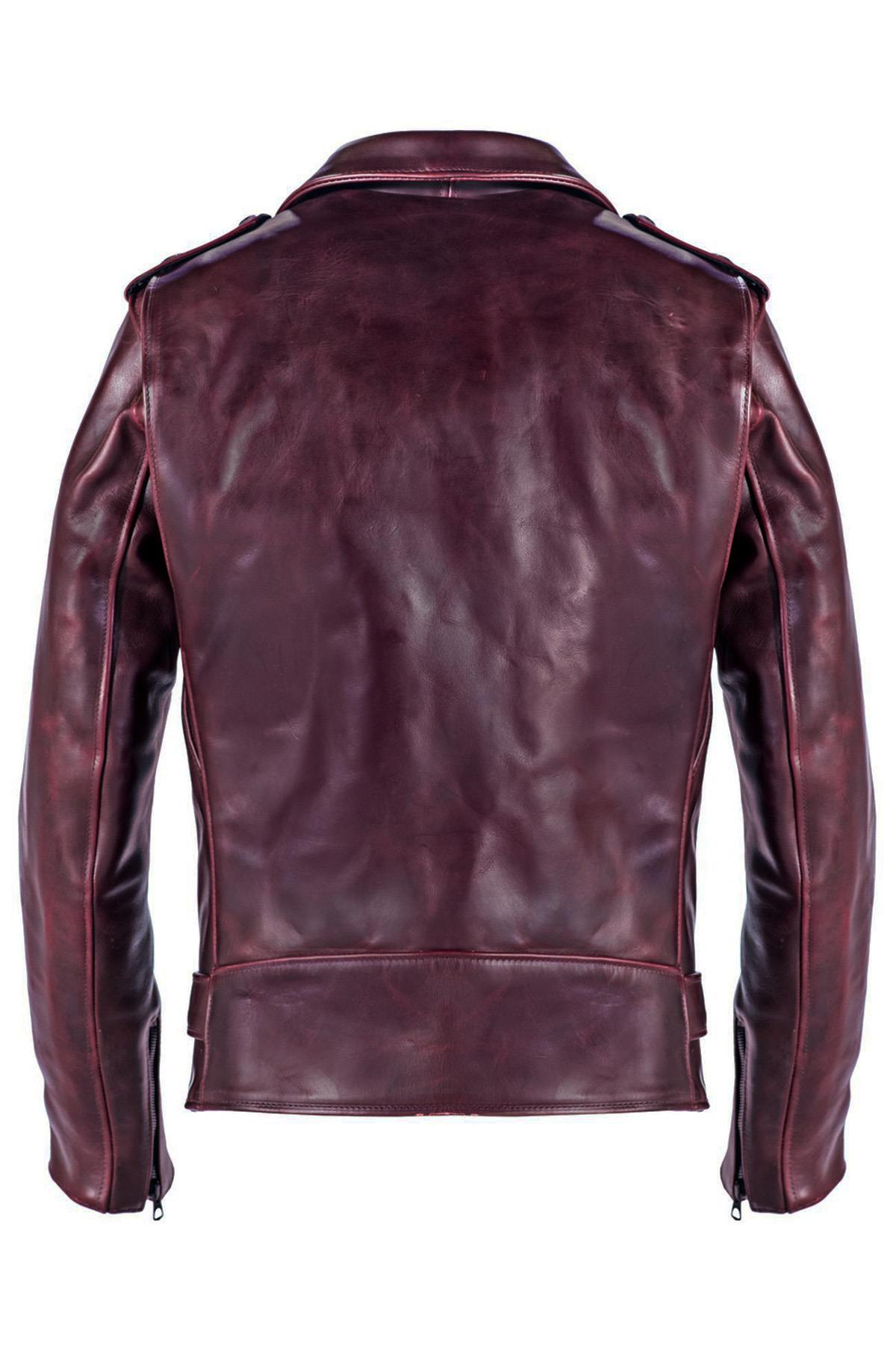 Thick and sturdy perfecto in burgundy leather Made in USA - Image n°4