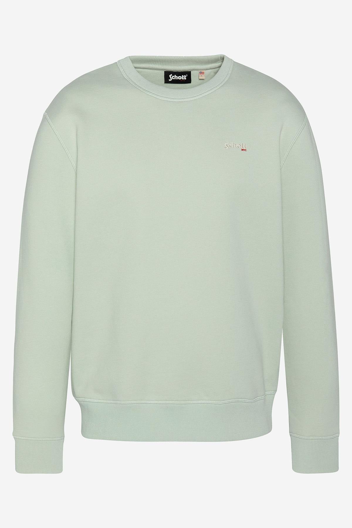 Sage pastel colored sweatshirt with embroidered logo - Image n°1