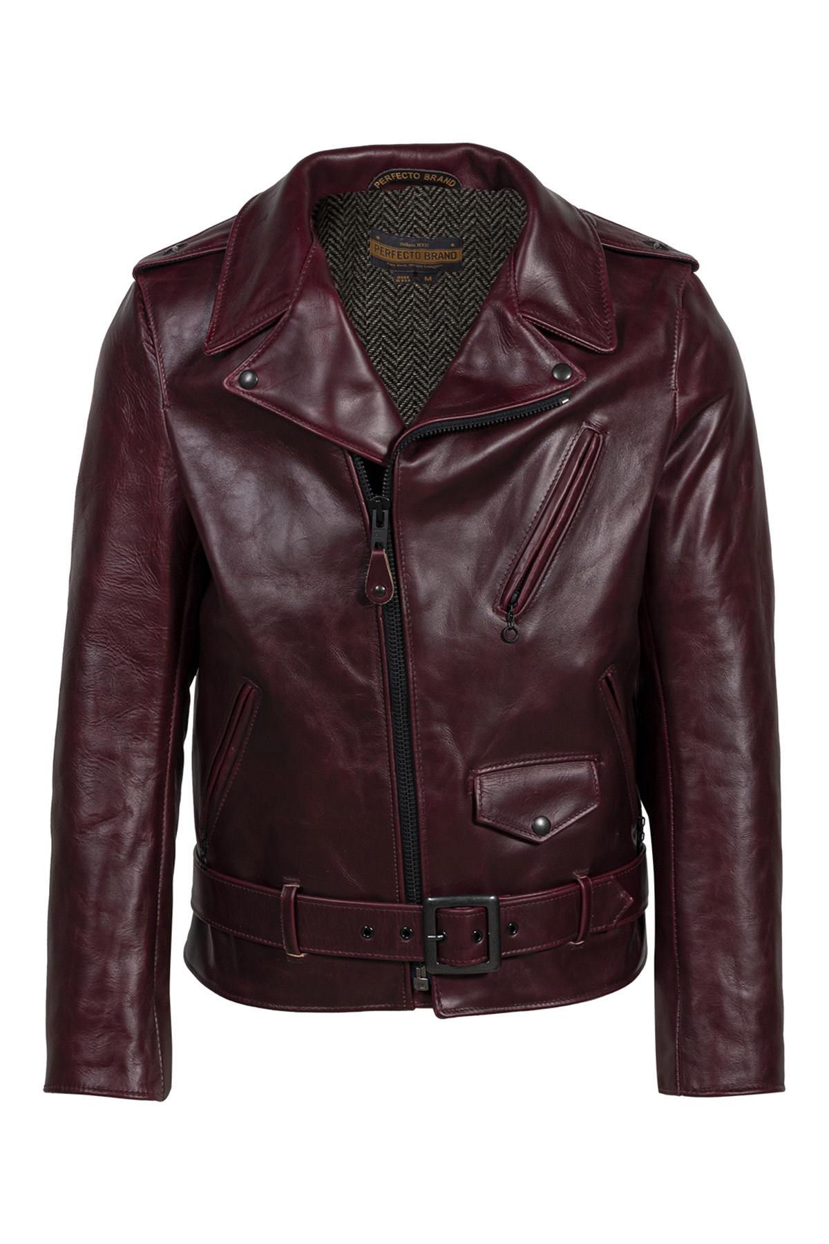 Thick and sturdy perfecto in burgundy leather Made in USA - Image n°3